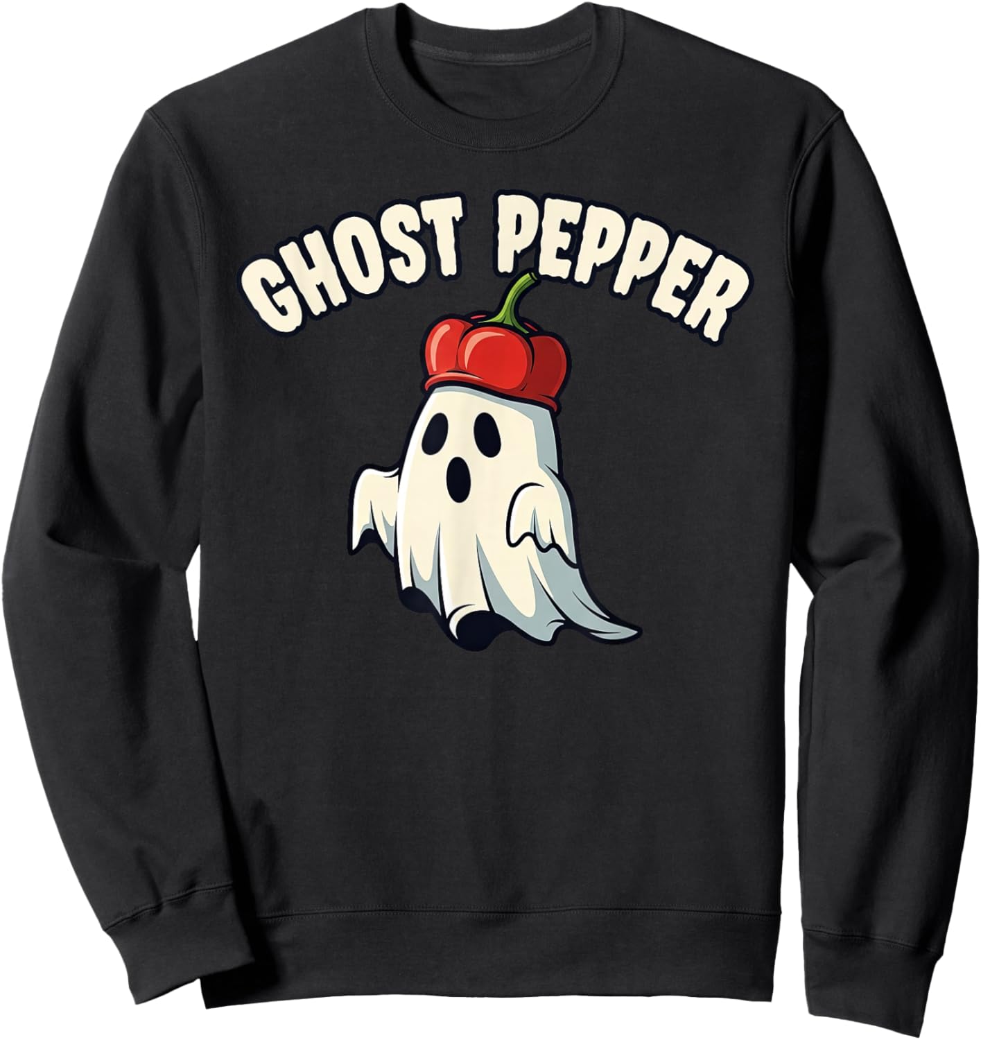Ghost Pepper Spicy Food Halloween Pun Sweatshirt - Sweatshirt | Black