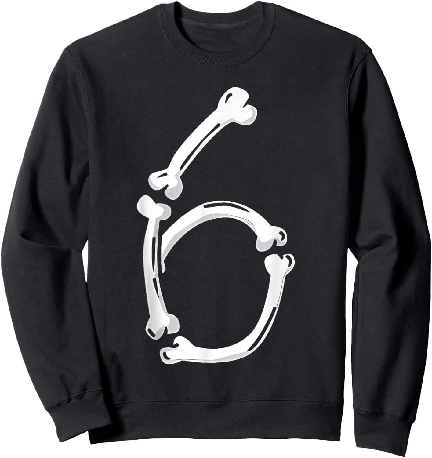 Skeleton Bone Number 6 Creepy Number 67 Six Seven Funny Meme Sweatshirt - Sweatshirt | Black