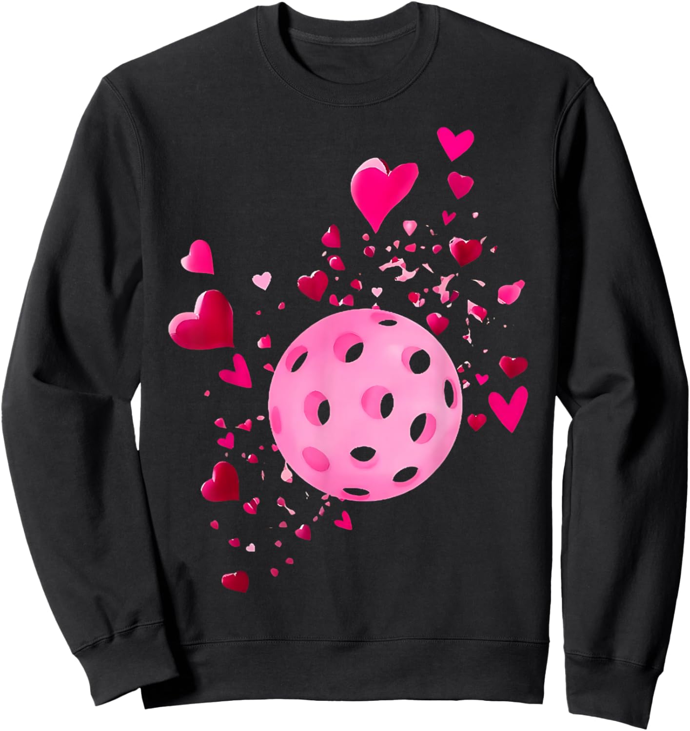 Women Pickleball Valentines Day Heart Love Pickleball Player Sweatshirt - Sweatshirt | Black