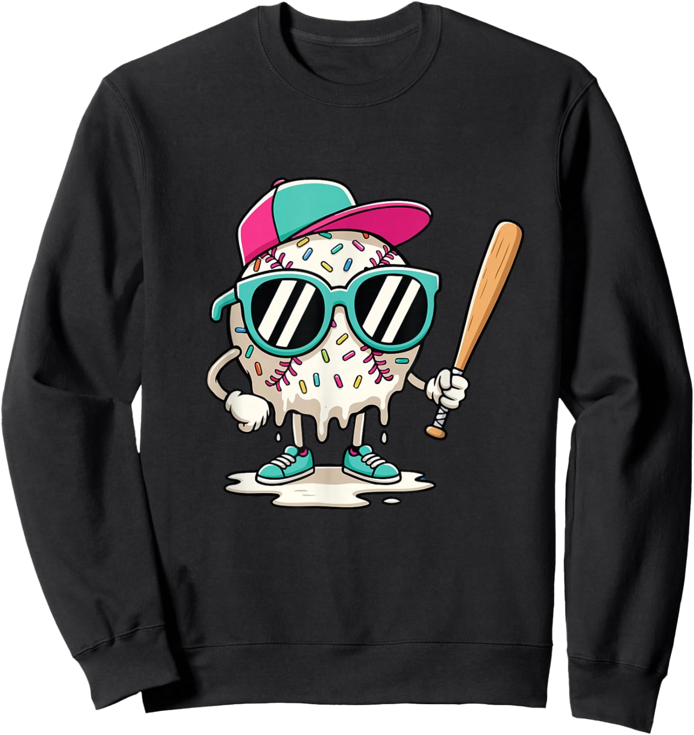 Dripping Baseball - Baseball Lover Player Baseballer Sweatshirt - Sweatshirt | Black