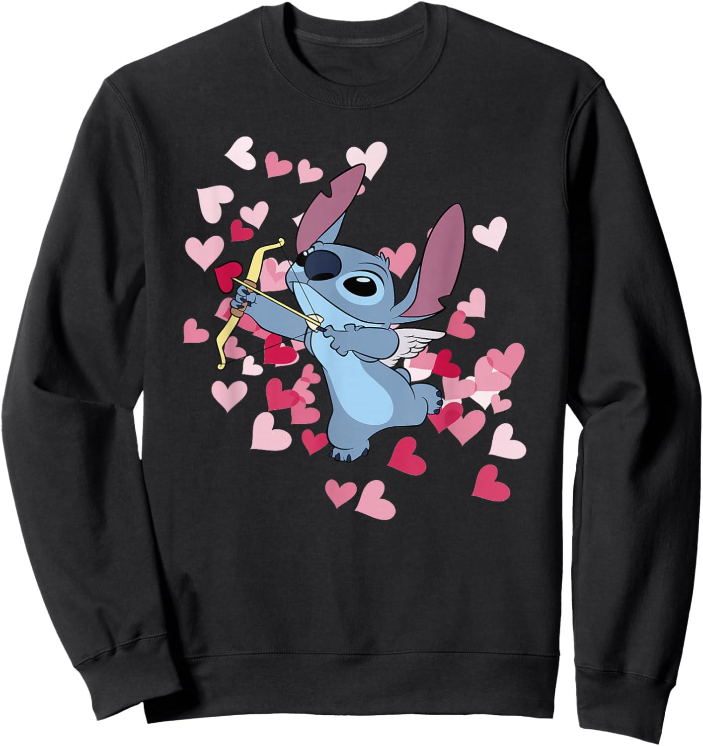 Disney Lilo & Stitch Valentine's Day Cute Cupid Stitch Sweatshirt - Sweatshirt | Black