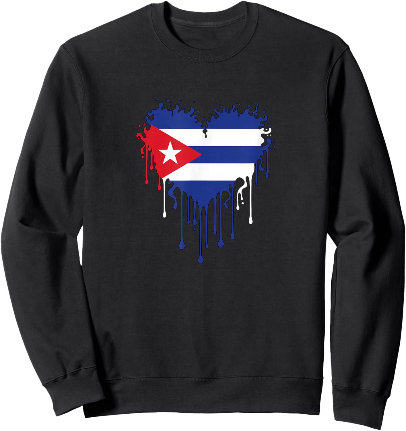 Cuba Flag Heart Drip Hispanic Heritage Cuban Pride Sweatshirt - Sweatshirt | Black