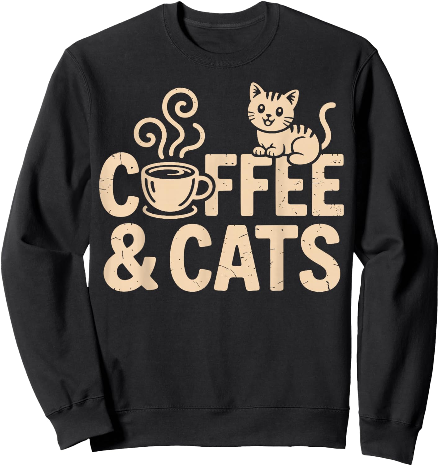 Coffee and Cats Funny Cat Sweatshirt - Sweatshirt | Black