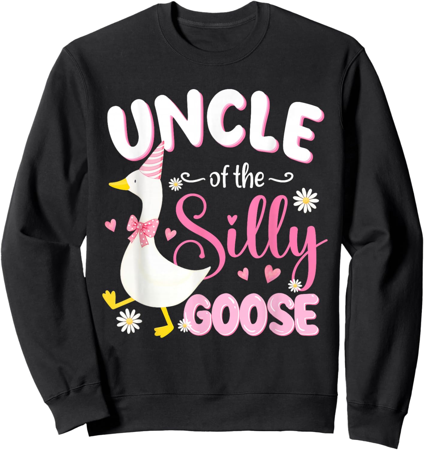 Silly Uncle Goose Uncle 1st Birthday Family Matching Party Sweatshirt - Sweatshirt | Black