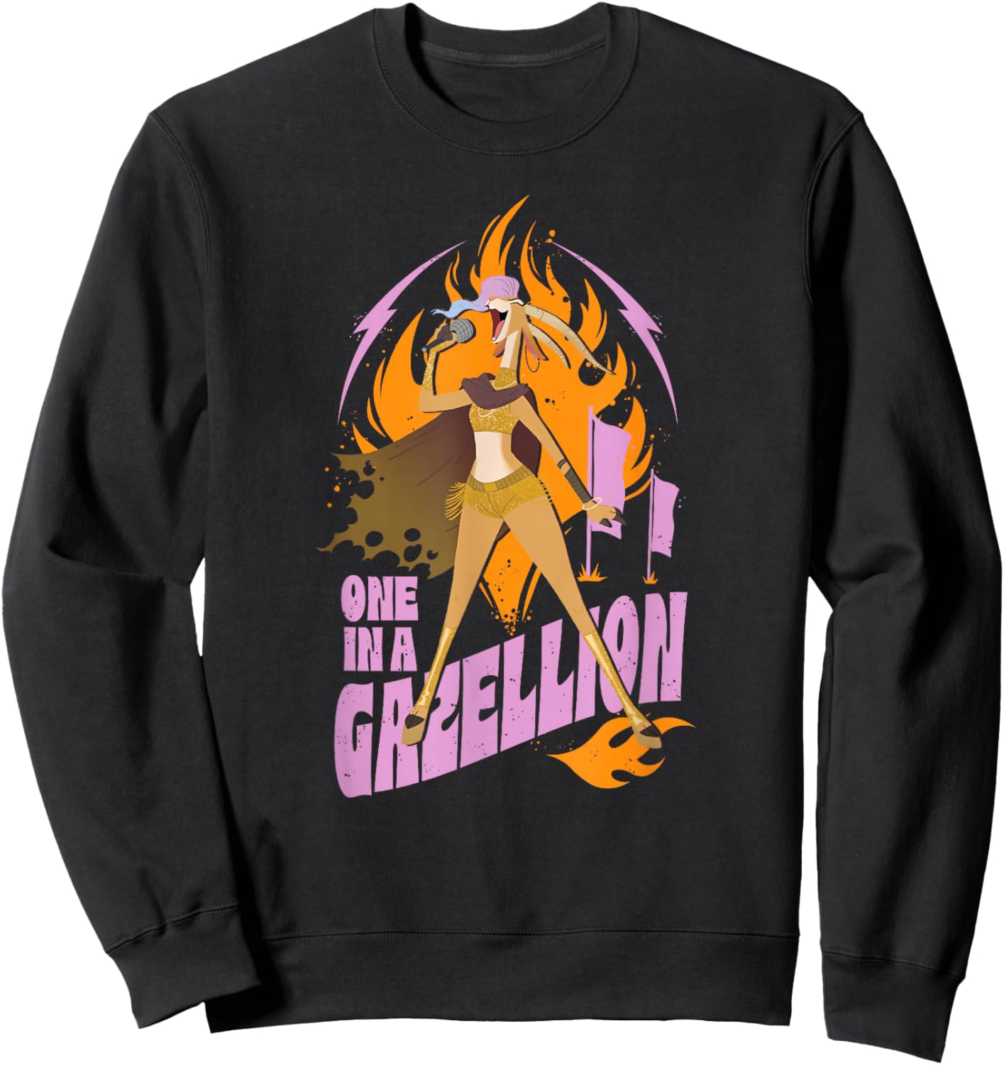 Disney Zootopia 2 One in A Gazellion Gazelle Distressed Sweatshirt - Sweatshirt | Black
