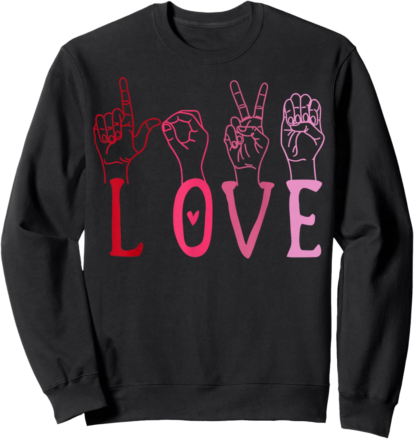 Vintage Valentine's Day Sign Language ASL Love Gift Sweatshirt - Sweatshirt | Black