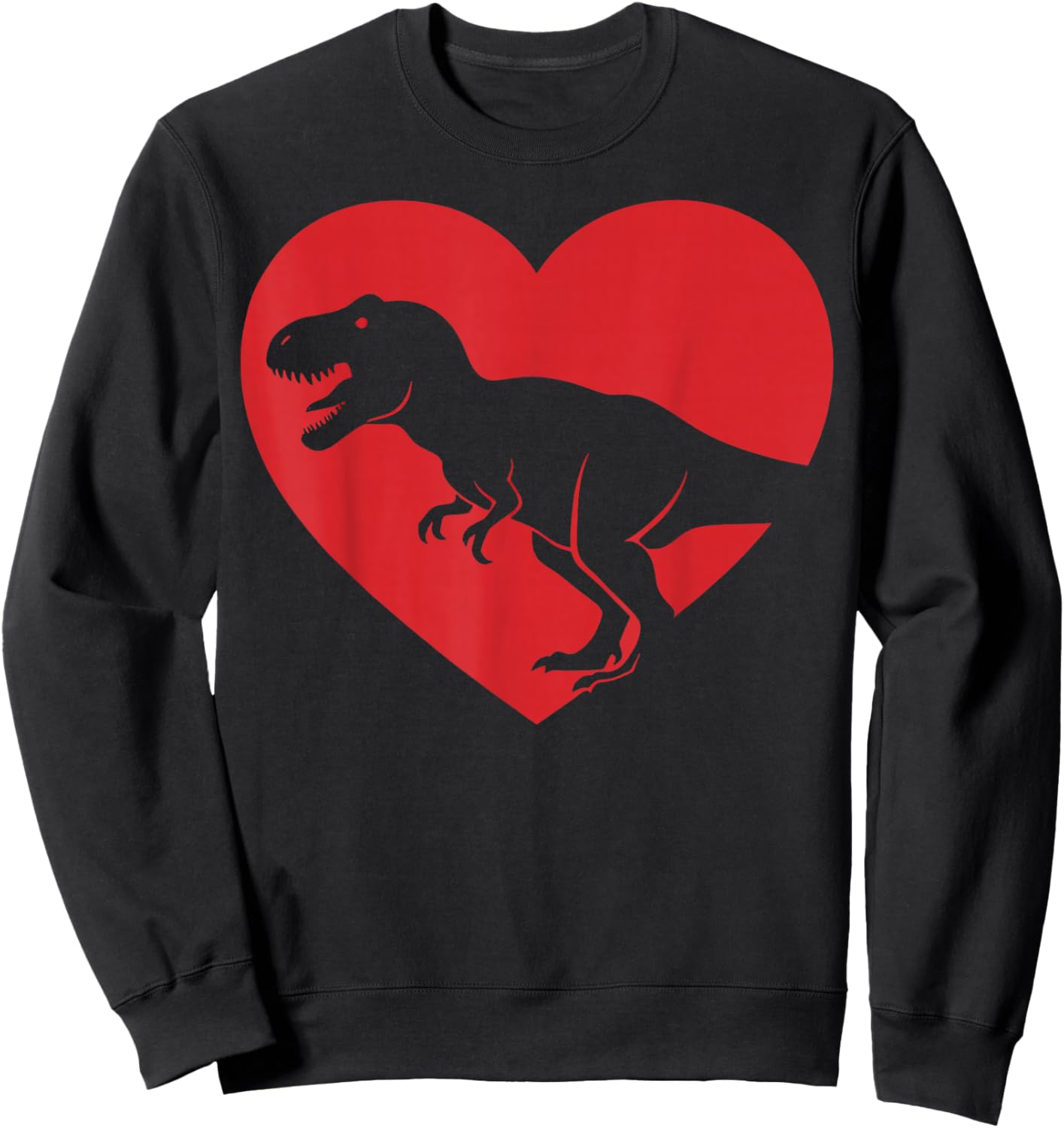 Dinosaur T-rex Heart Valentines Day Silhouette Kids Lovers Sweatshirt - Sweatshirt | Black