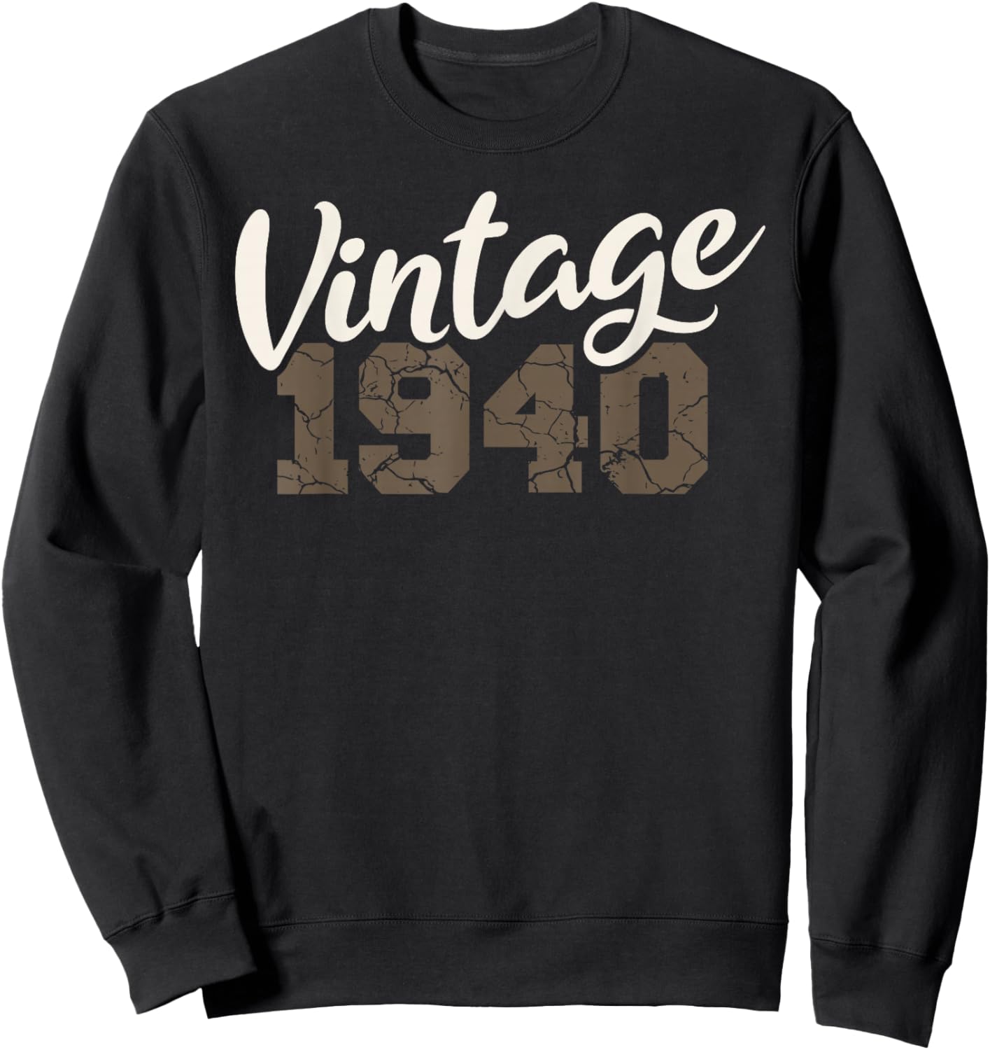 Vintage 1940 Birthday Men Women Retro Distressed Graphic Sweatshirt - Sweatshirt | Black