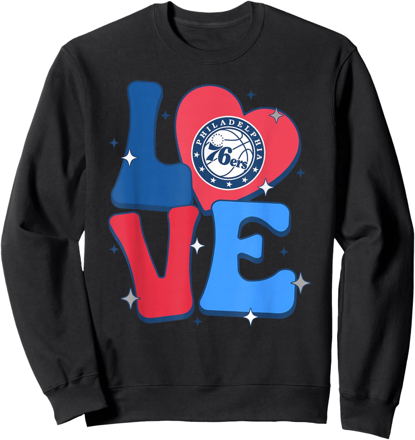 NBA Philadelphia 76ers Valentine's Day Love Sweatshirt - Sweatshirt | Black