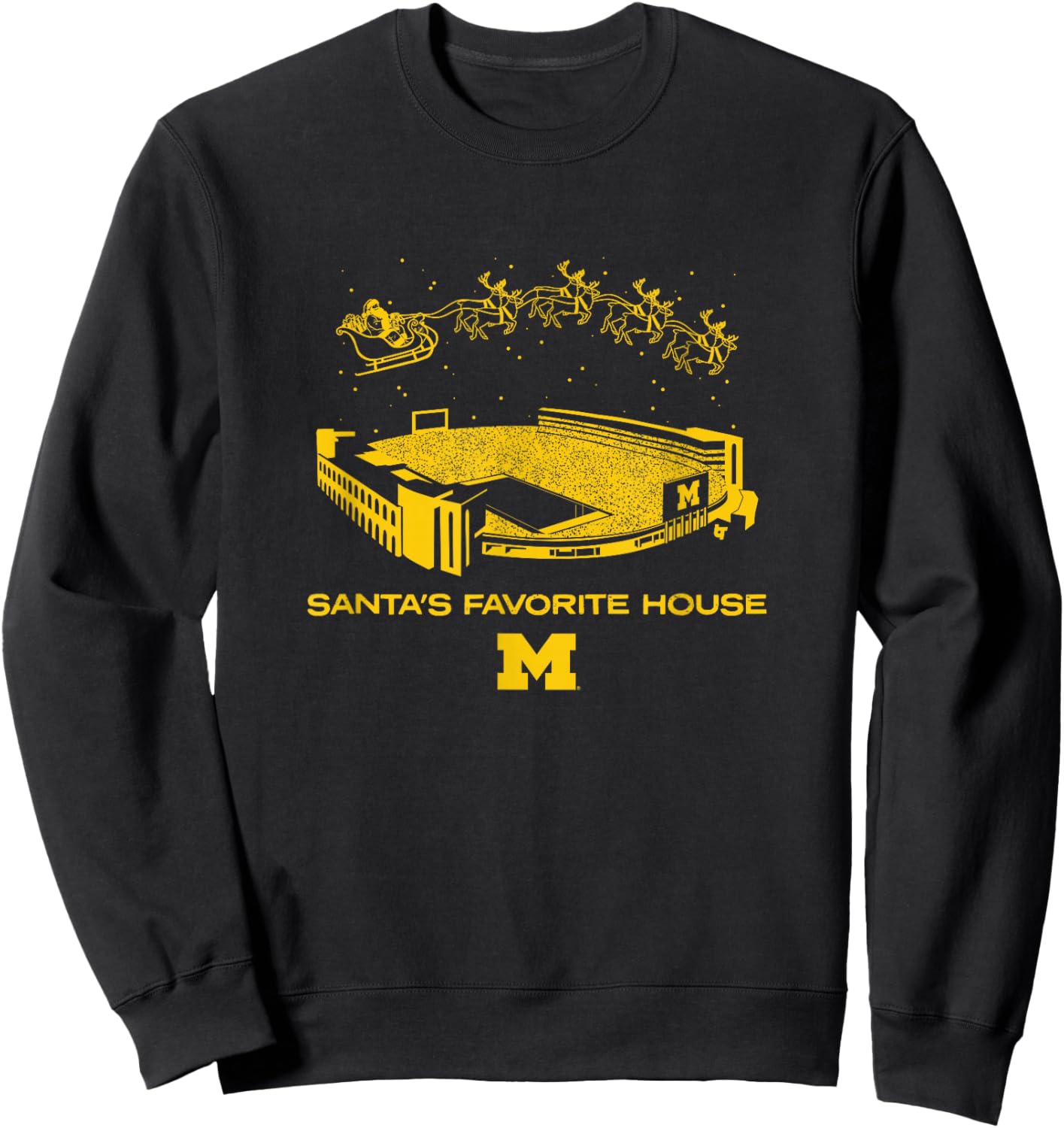 Santa's Favorite House - Michigan Wolverines Football Sweatshirt - Sweatshirt | Black