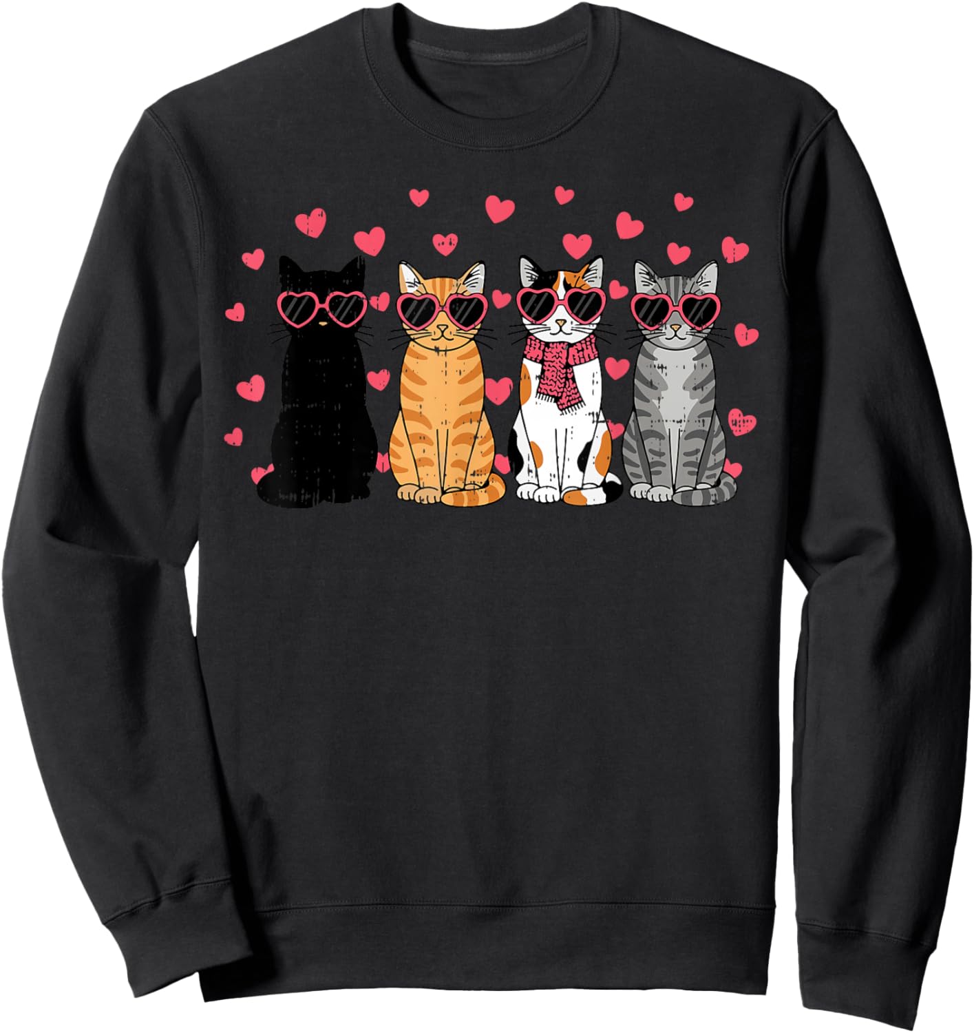 Cats Valentine Cat Kitten Valentines Day Men Women Kids Sweatshirt - Sweatshirt | Black