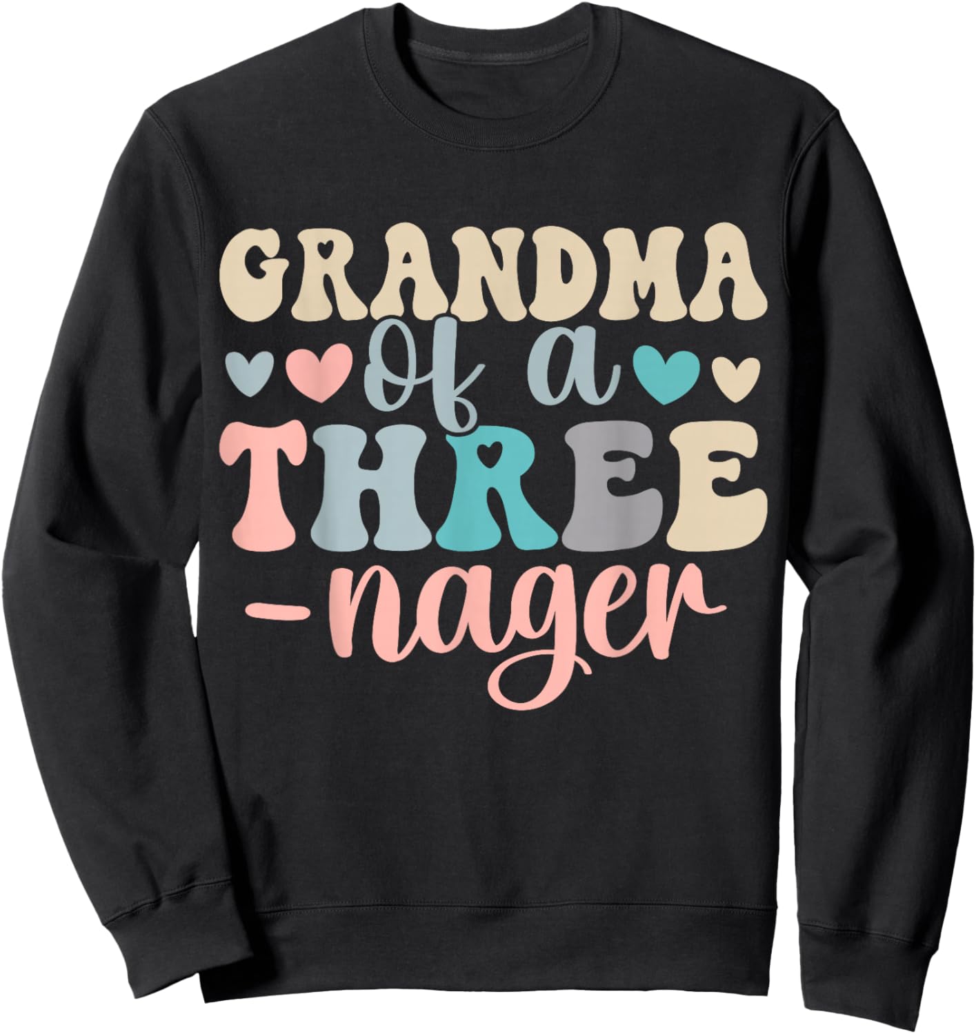 Grandma of A Threenager 3rd Birthday Matching Family Boho Sweatshirt - Sweatshirt | Black