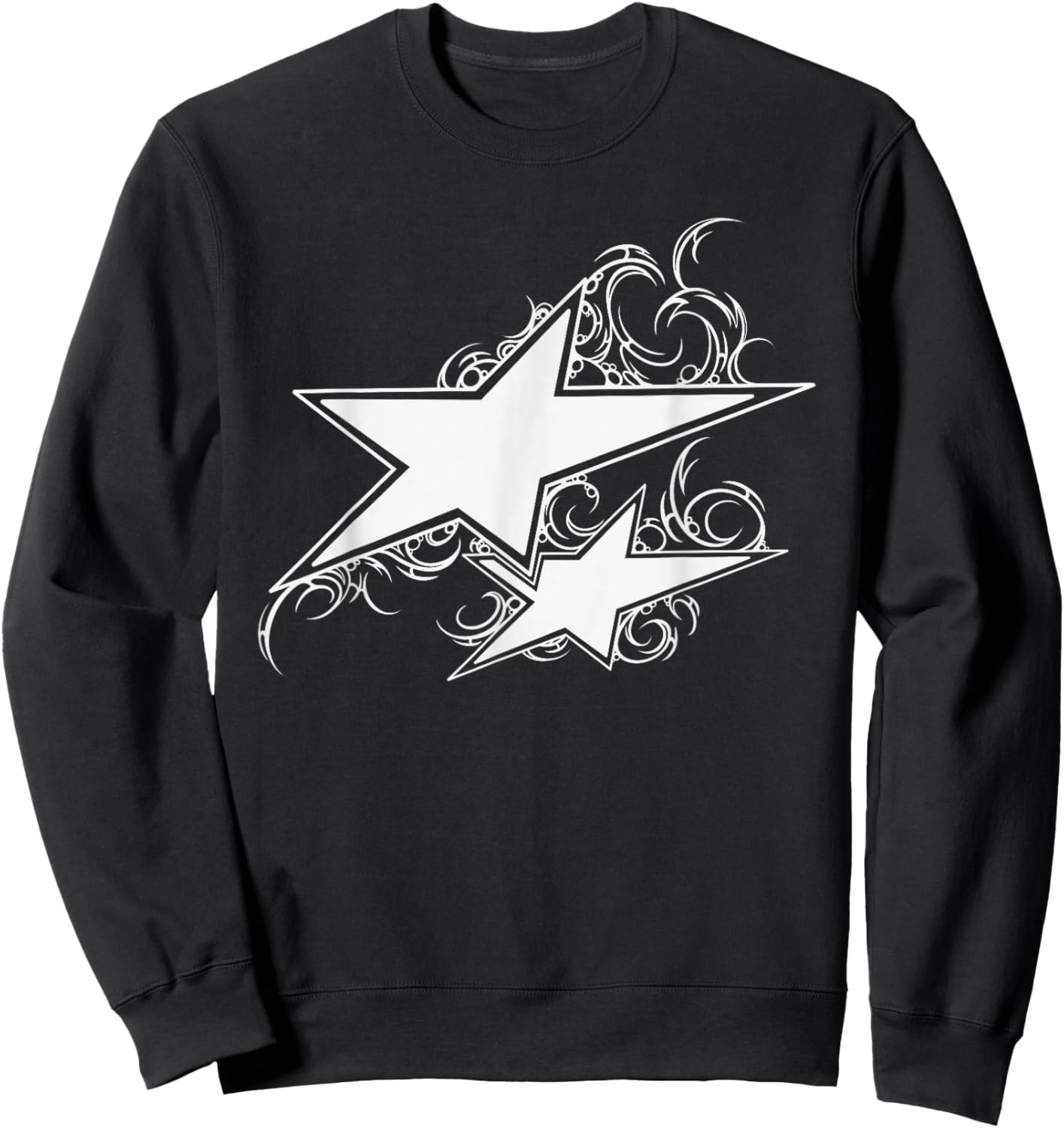 Y2K 90s Tattoo STYL Double Star Sweatshirt - Sweatshirt | Black