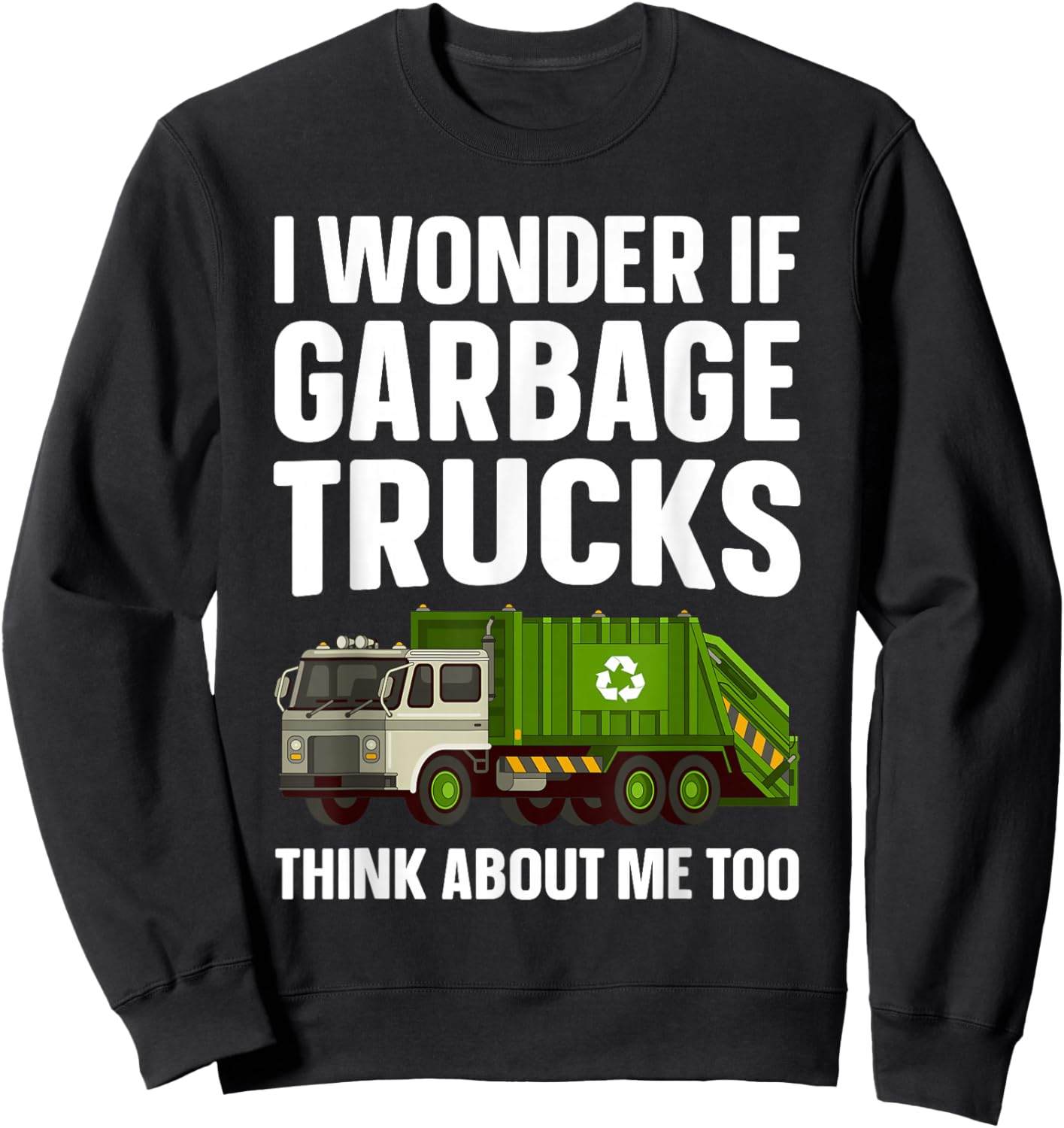 Garbage Truck Art Women Kids Recycling Garbage Truck Sweatshirt - Sweatshirt | Black