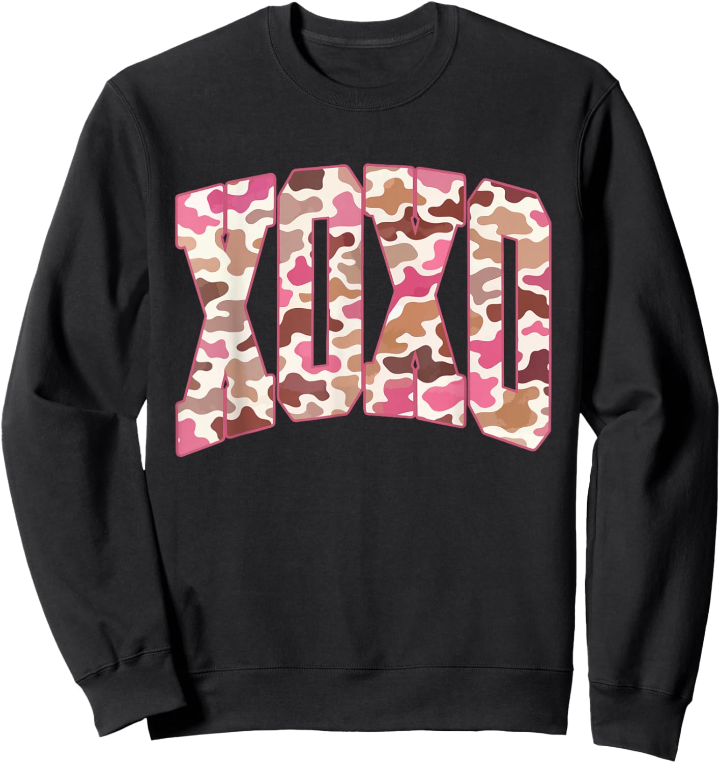Retro Distressed Camo XOXO Valentine Love Be Mine Cute Girly Sweatshirt - Sweatshirt | Black