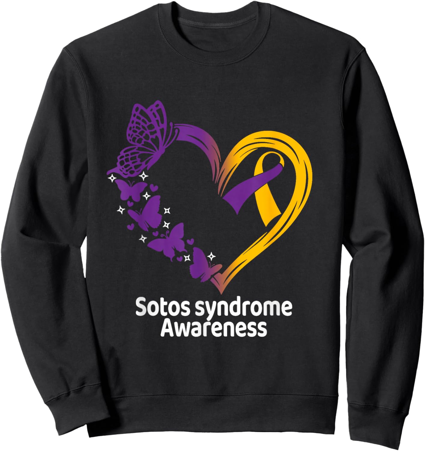 Sotos Syndrome Awareness Heart Butterfly Sweatshirt - Sweatshirt | Black