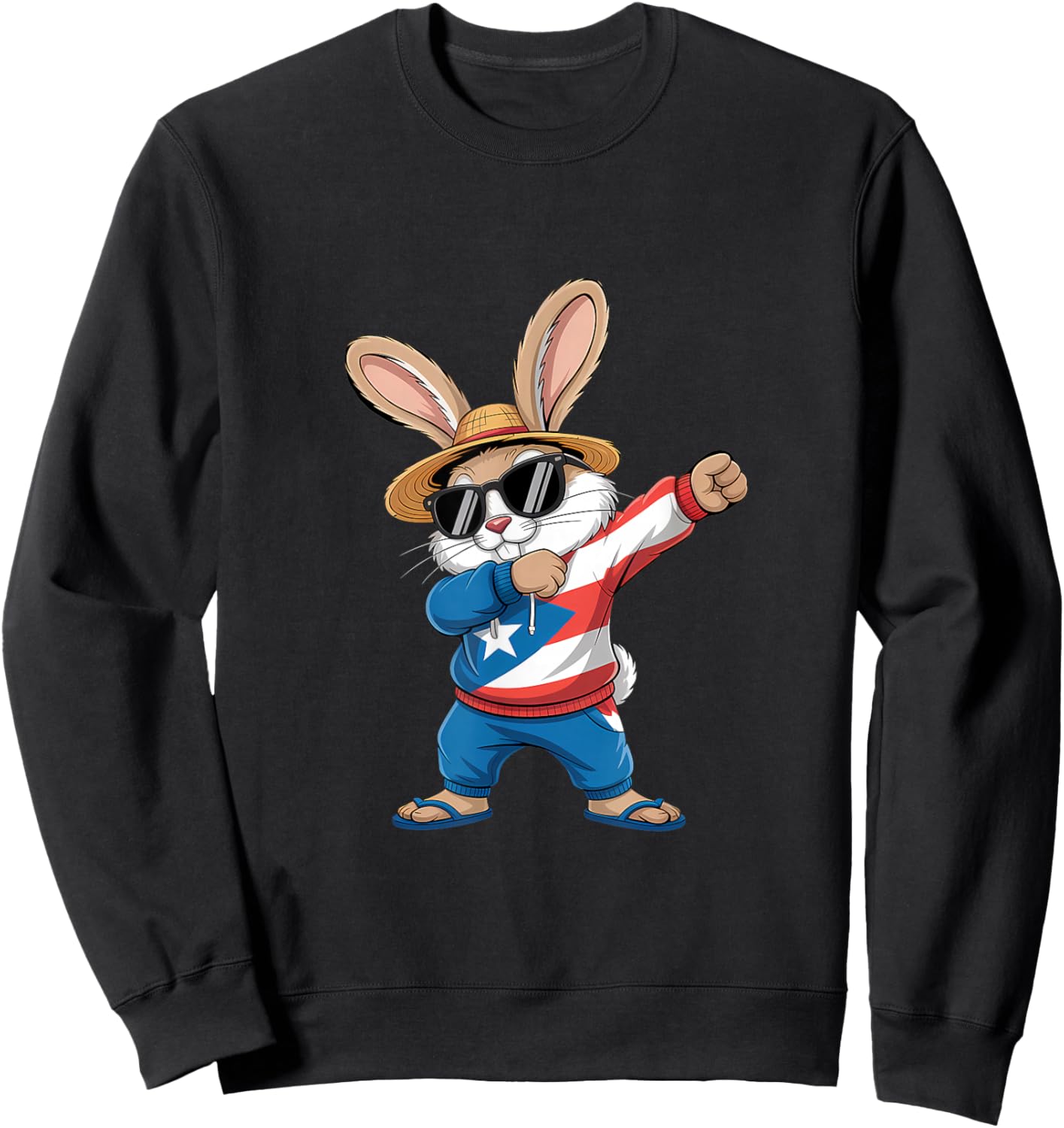 Puerto Rico Bunny Puerto Rican Flag Rabbit Sweatshirt - Sweatshirt | Black