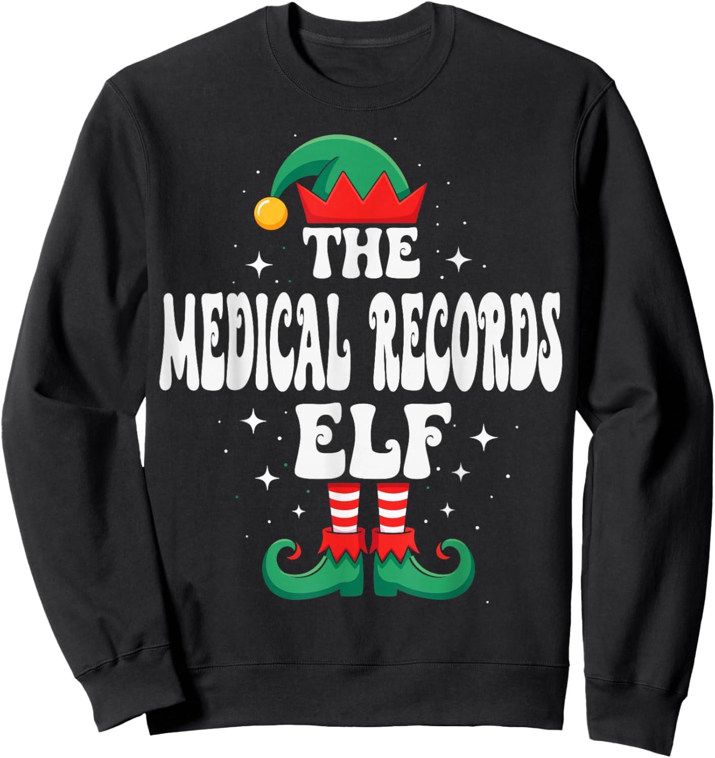 The Medical Records Elf Funny Christmas Matching Family Sweatshirt - Sweatshirt | Black