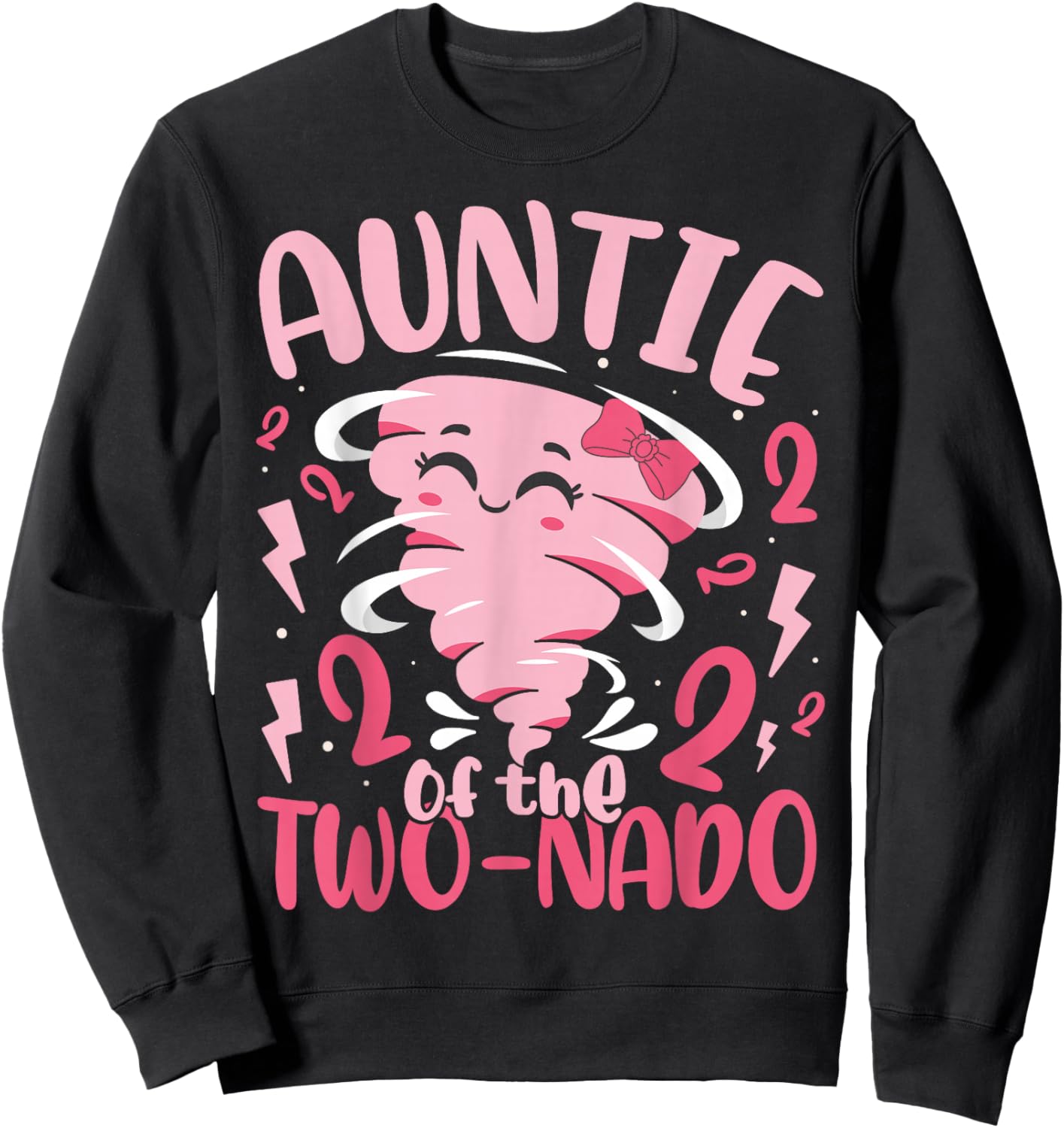Auntie of The Two-nado Tornado Themed 2nd Birthday Party Sweatshirt - Sweatshirt | Black