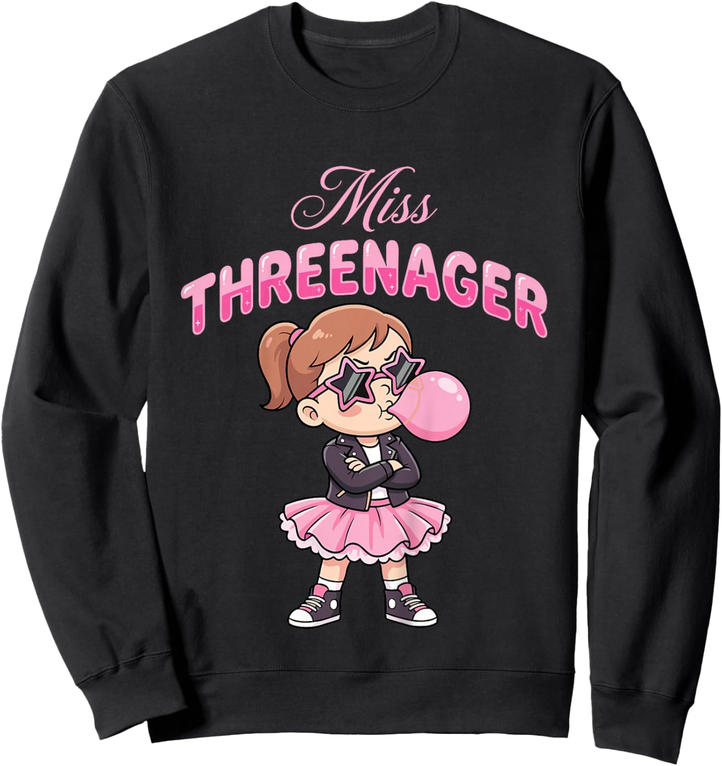 Funny Miss Threenager 3rd Birthday 3 Years Girls Sweatshirt - Sweatshirt | Black