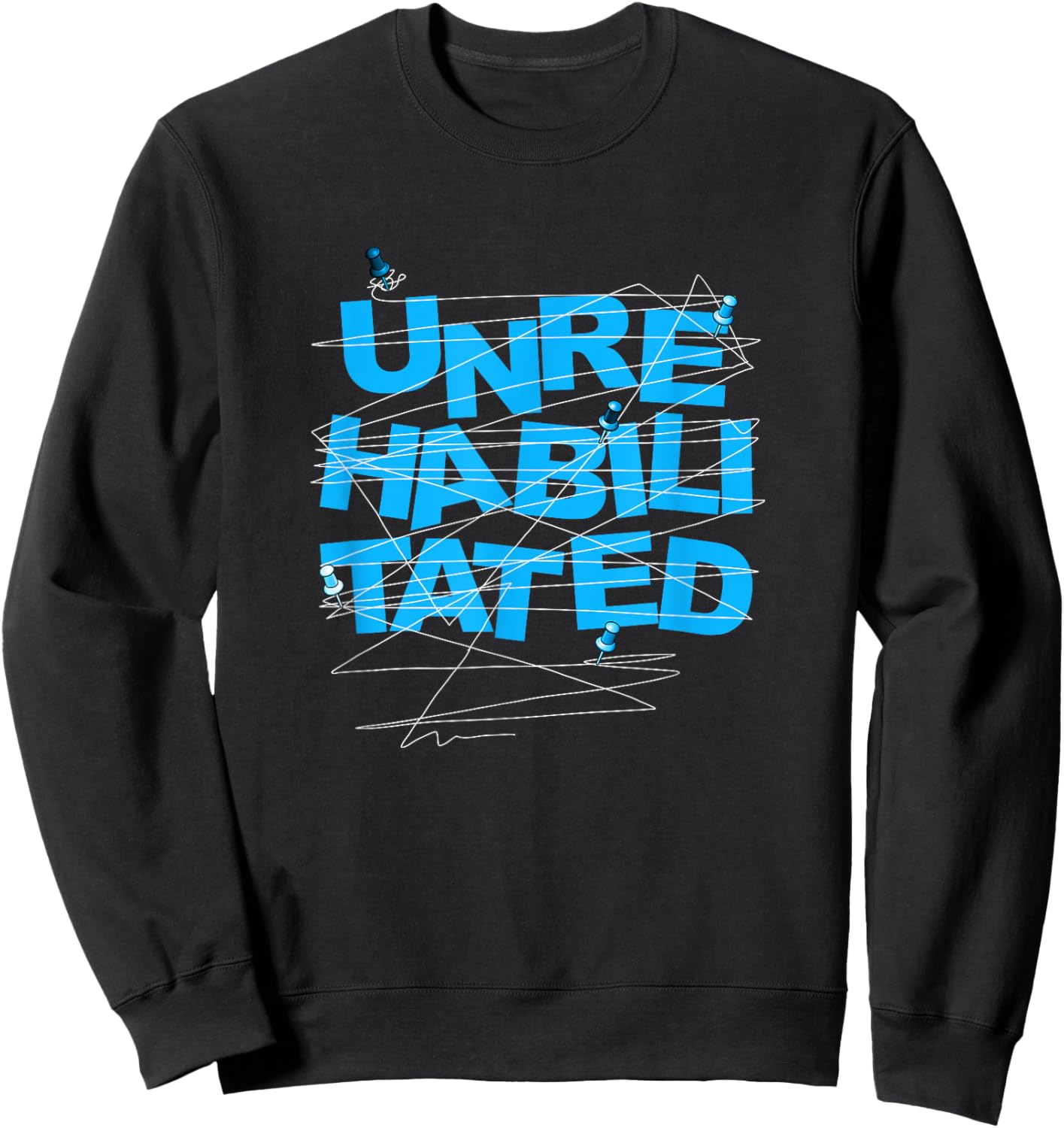 Blue Color Unrehabilitated Blue Graphic Sweatshirt - Sweatshirt | Black