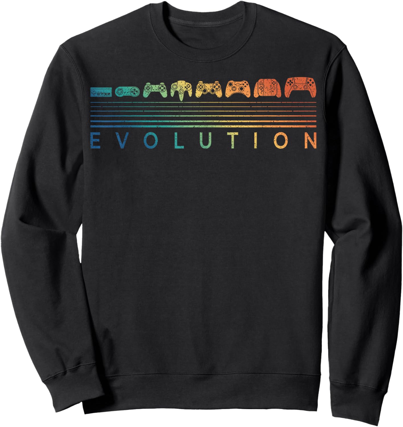 Video Game Controller Evolution Gamer 80s 90s Retro Gaming Sweatshirt - Sweatshirt | Black