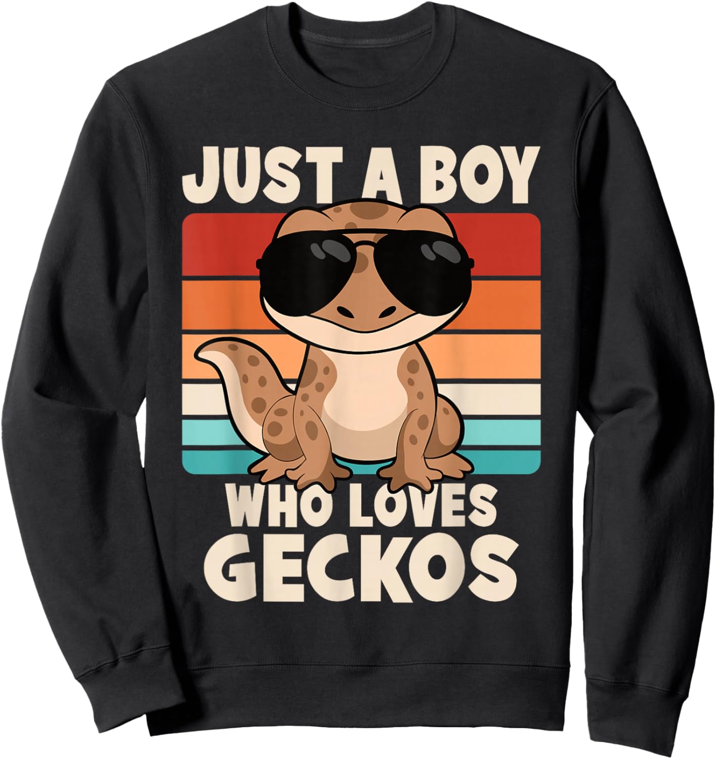 Just A Boy Who Loves Geckos Funny Leopard Gecko Lizard Kids Sweatshirt - Sweatshirt | Black