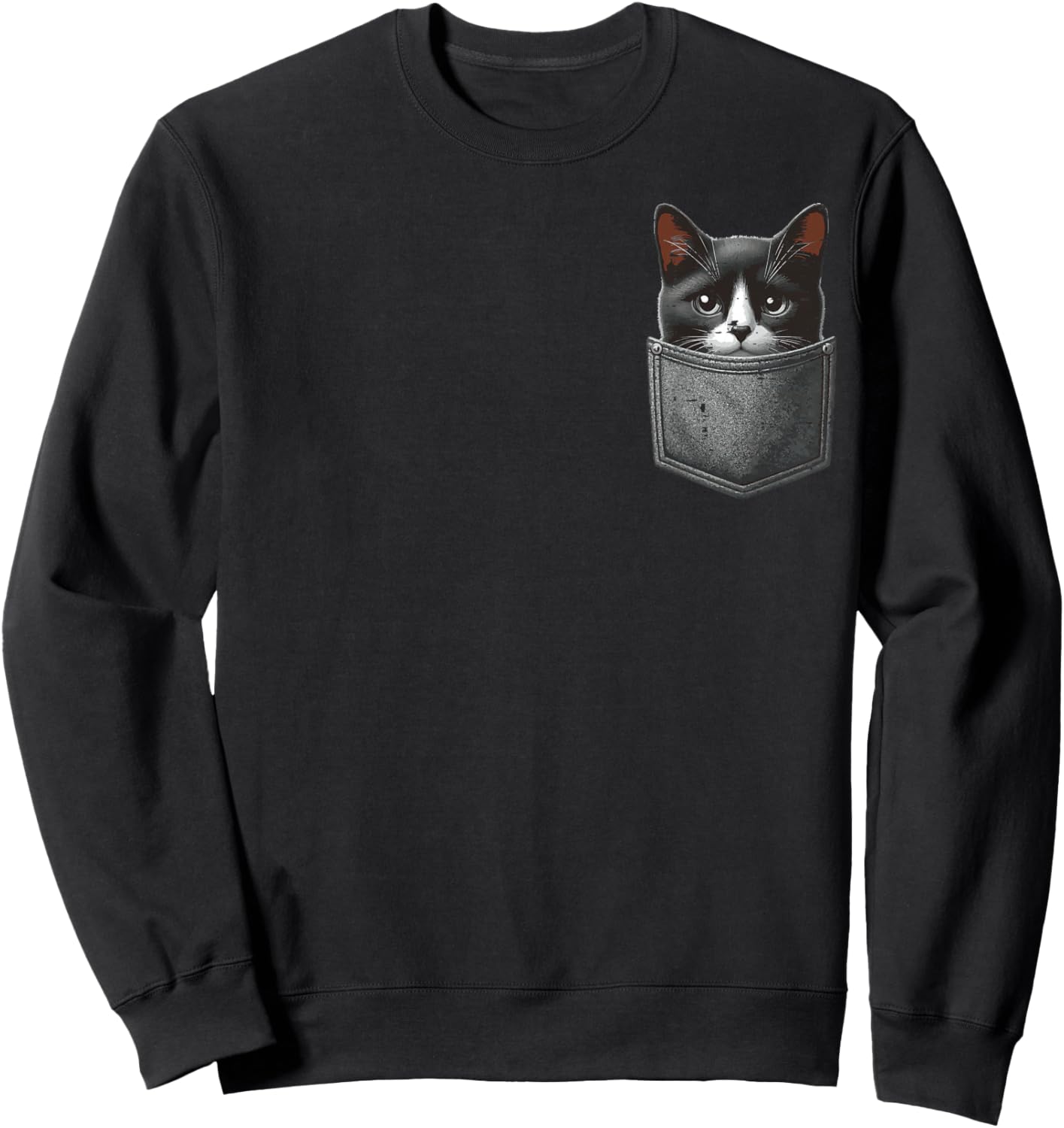 Tuxedo Cat Pocket Kitten Kitty Animal Lover Men Women Kids Sweatshirt - Sweatshirt | Black