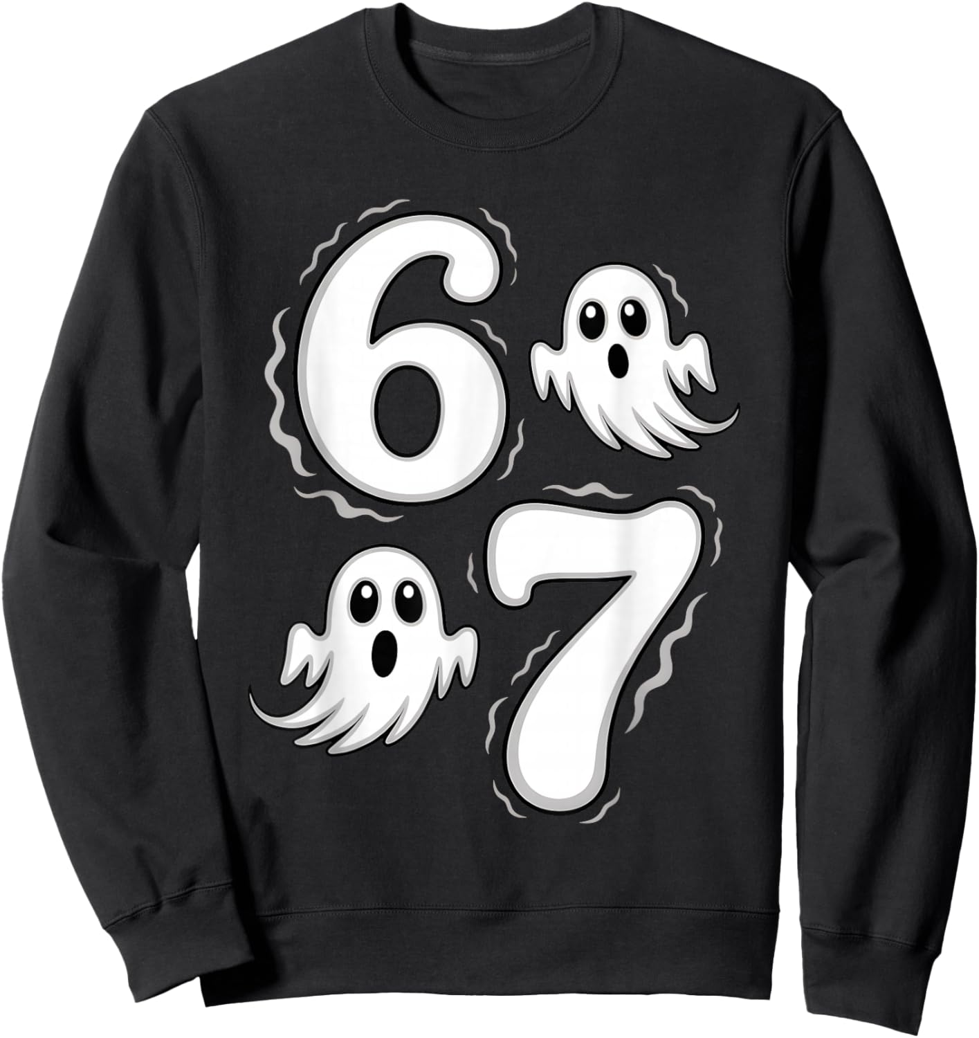 67 Meme Six Seven 6 7 Halloween Ghost Funny Brainrot Sweatshirt - Sweatshirt | Black