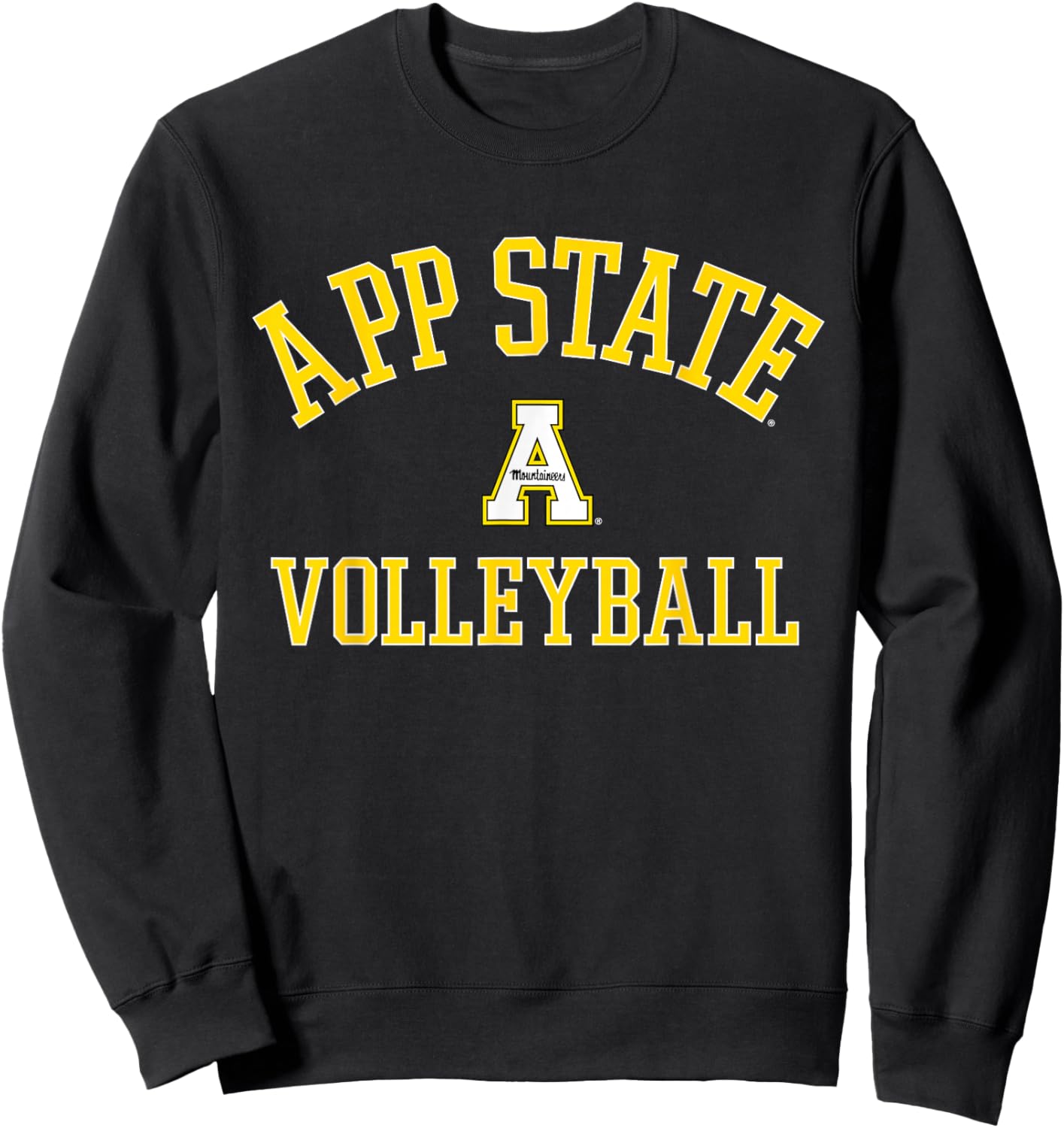 App State Mountaineers Arch Over Volleyball - App State Sweatshirt - Sweatshirt | Black