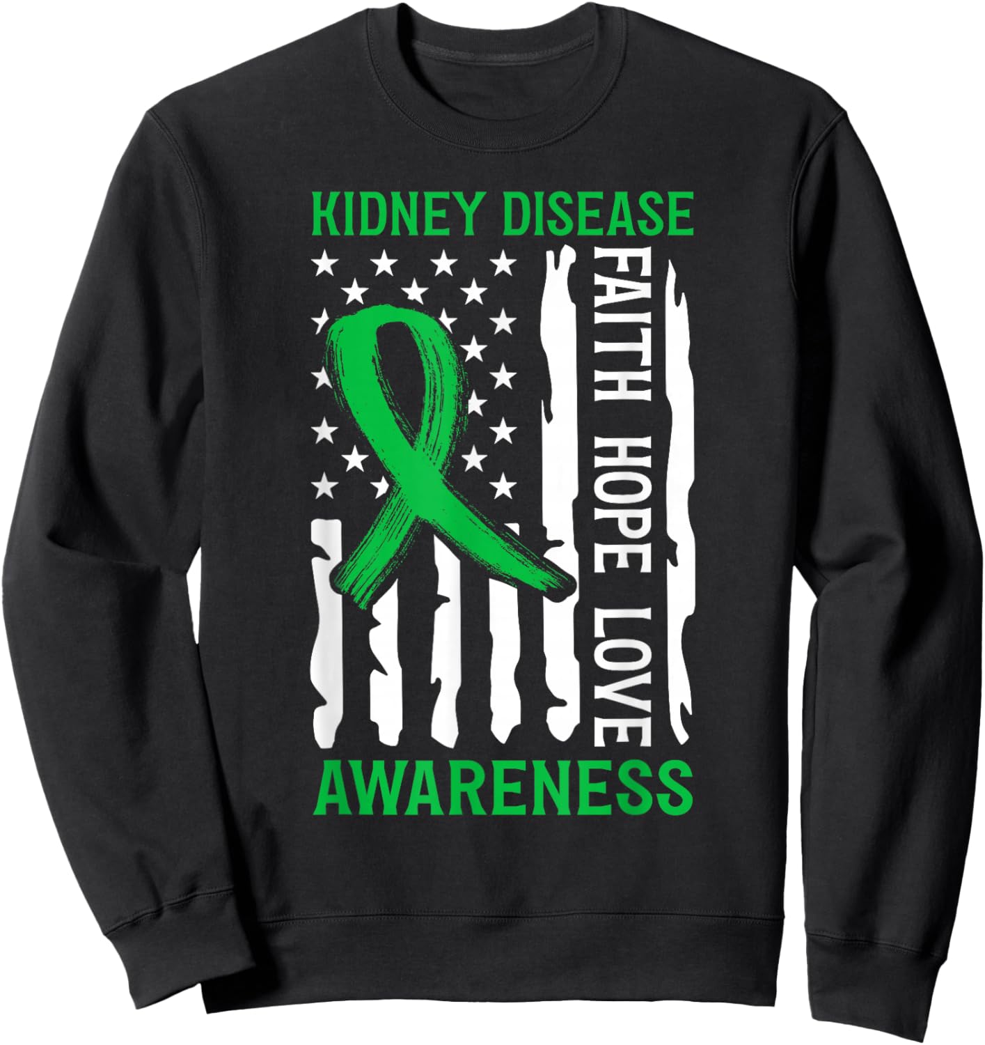 Kidney Disease Awareness US Flag Kidney Disease Survivor Sweatshirt - Sweatshirt | Black