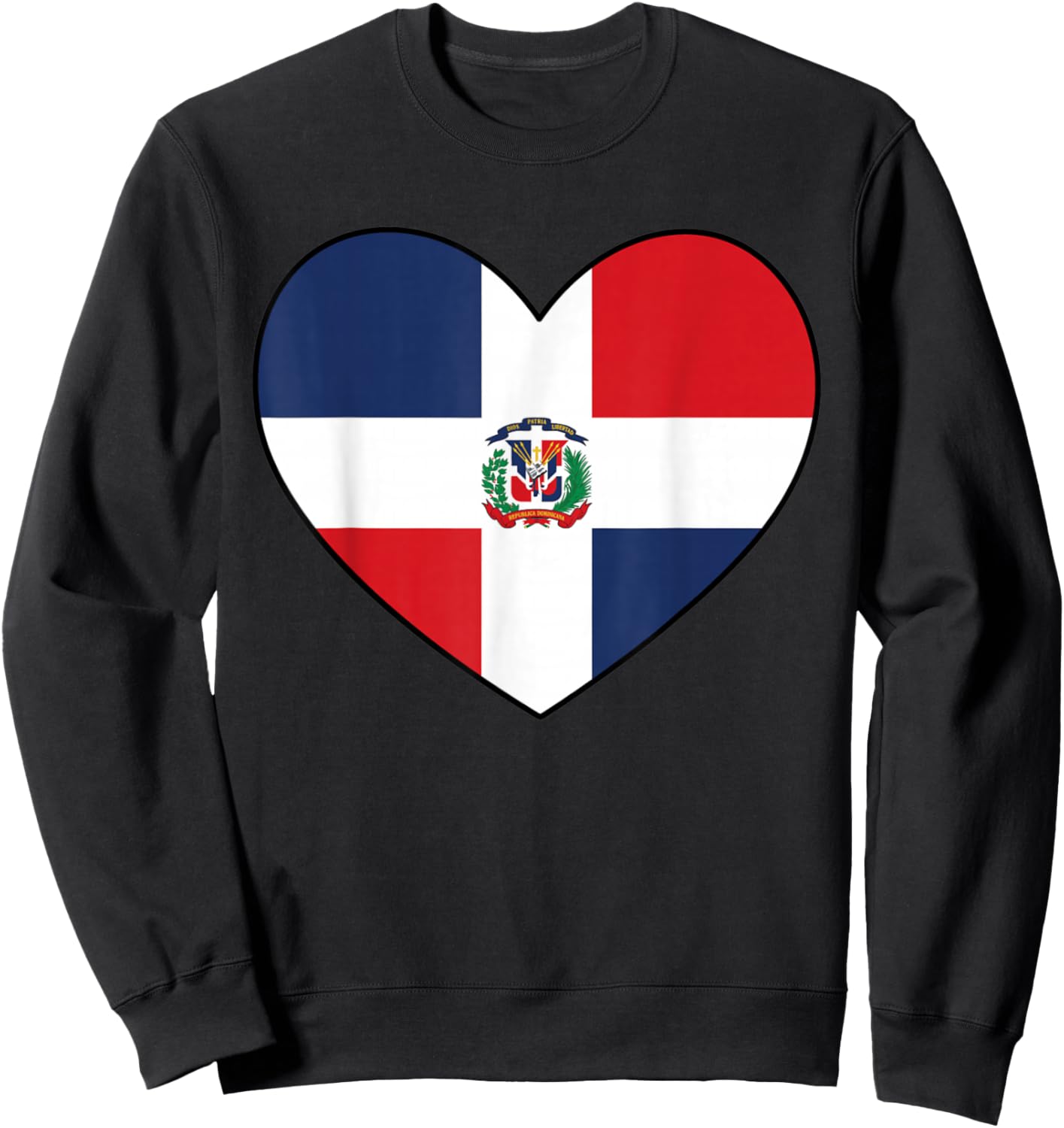 Dominican Republic Flag Patriotic Heart Men Women Kids Sweatshirt - Sweatshirt | Black