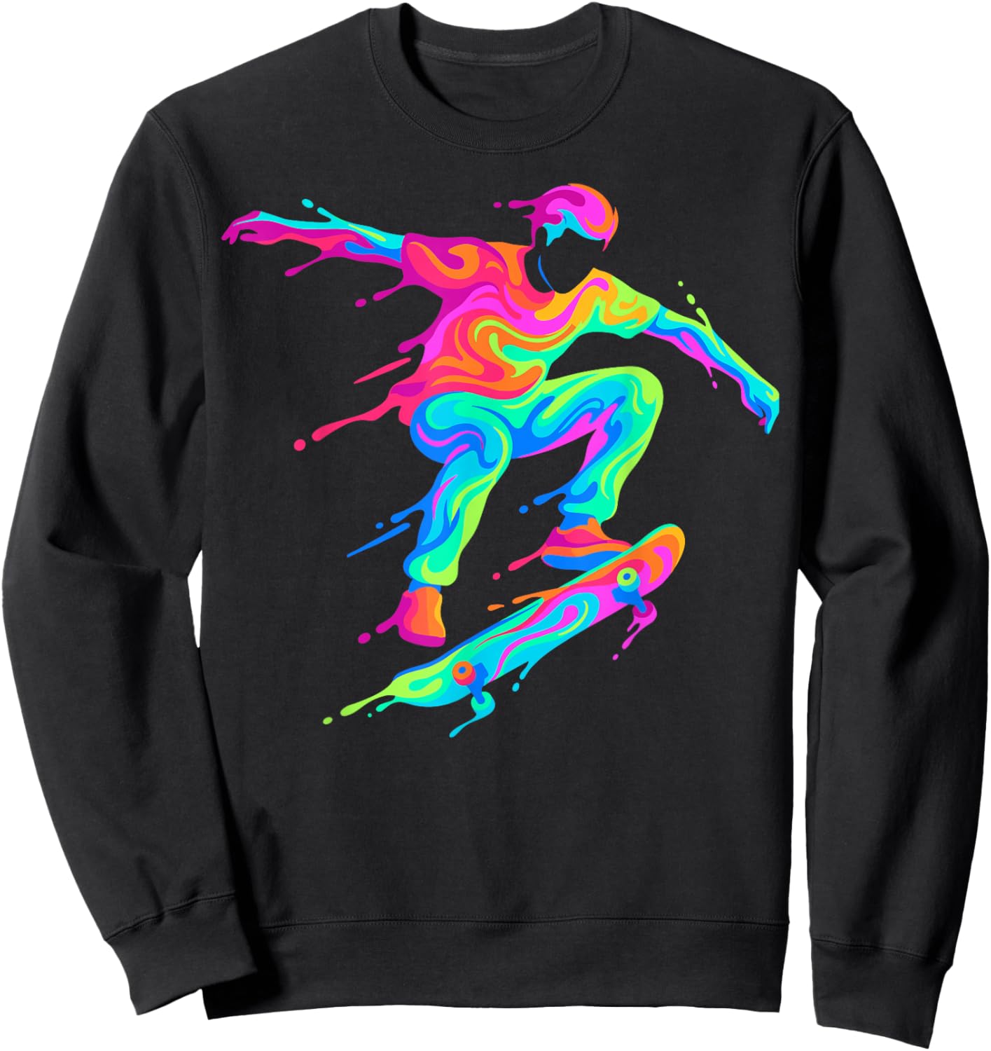 Cool Skater Skateboard Player Skateboarding Men Kids Boys Sweatshirt - Sweatshirt | Black