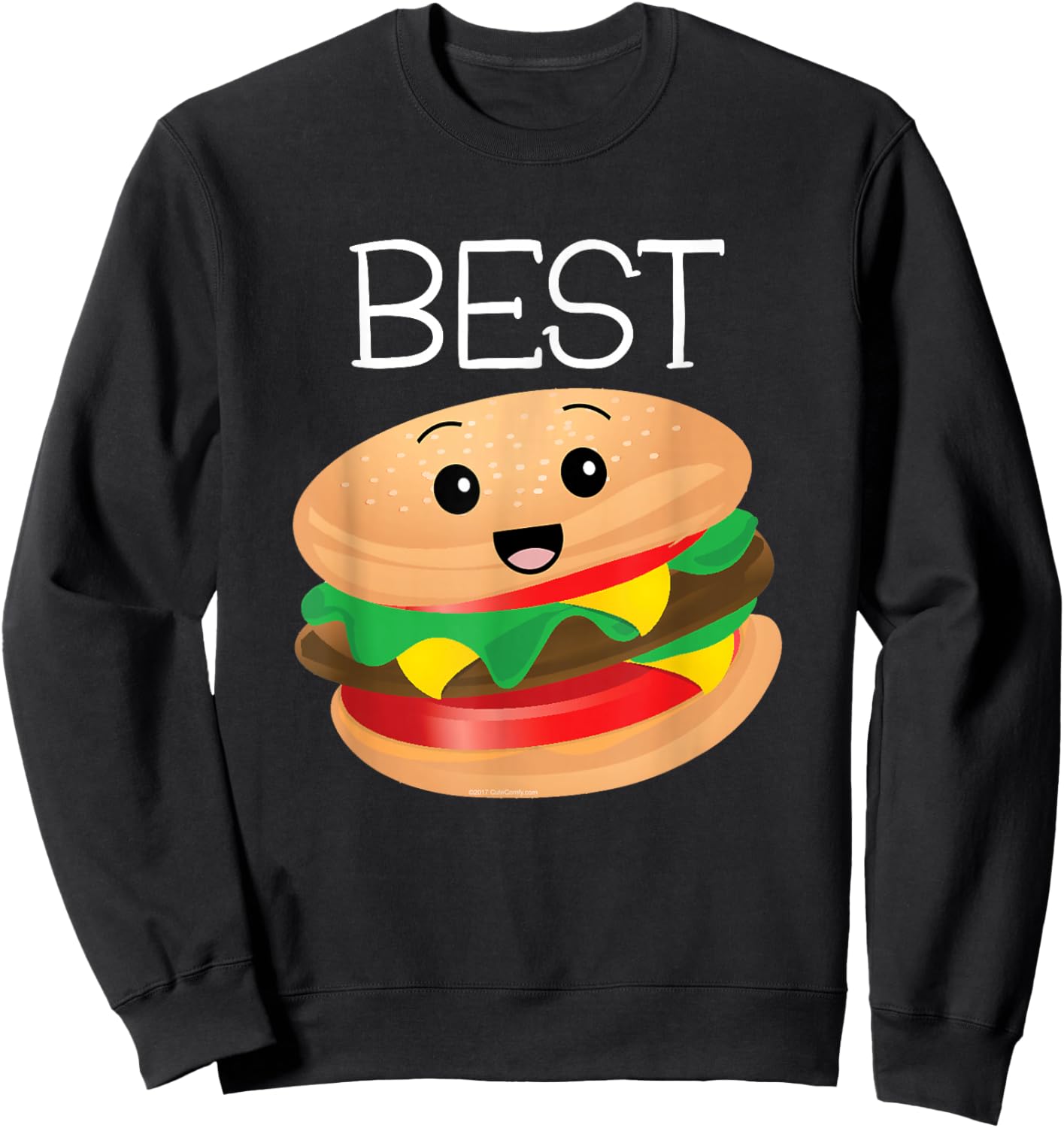 Best Friends Cute Hamburger French Fries Matching Burger Sweatshirt - Sweatshirt | Black