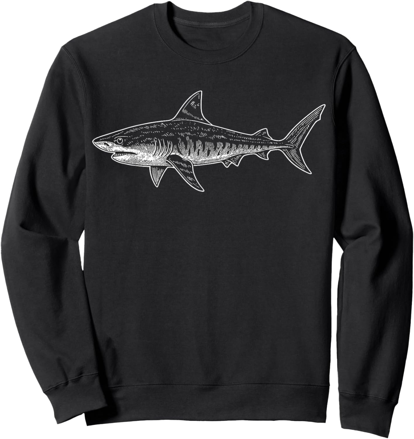 Tiger Shark Illustration Shark Lover Sweatshirt - Sweatshirt | Black