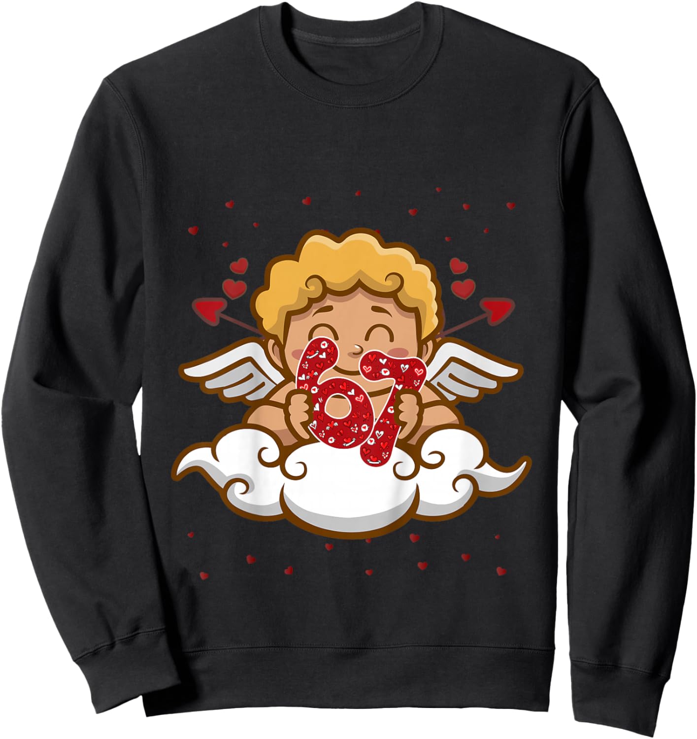 Kids 6 7 Meme Six Seven Cupid 67 Valentines Day Toddler Sweatshirt - Sweatshirt | Black