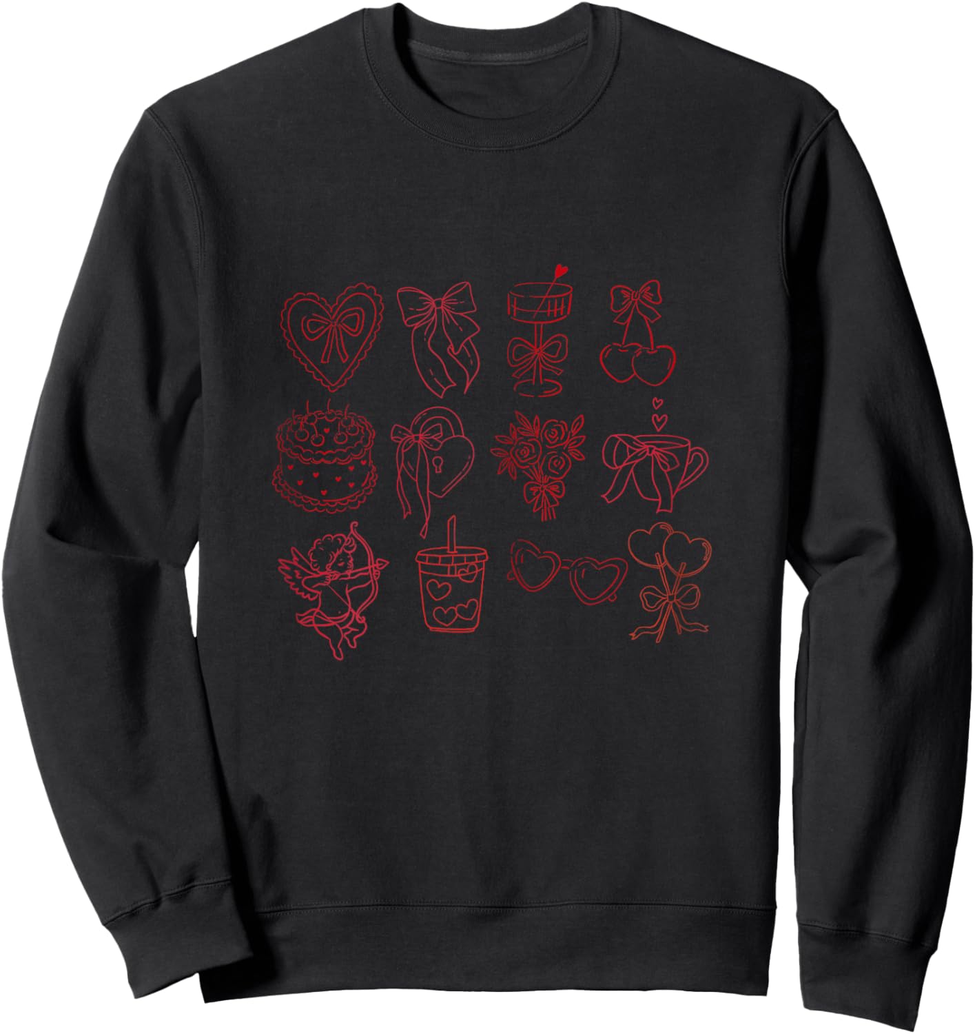Vintage Valentine Design Hearts Sweatshirt - Sweatshirt | Black