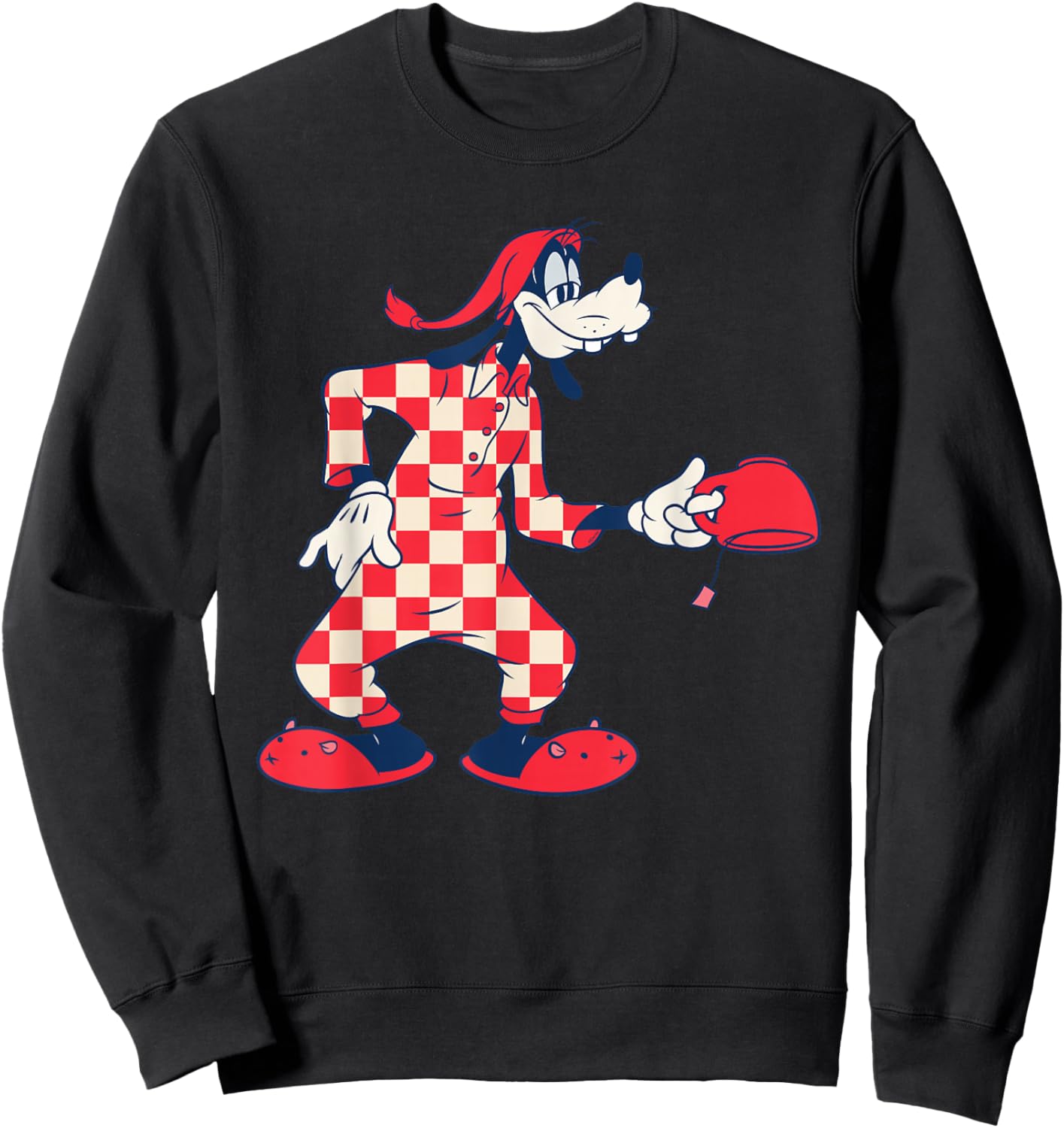 Disney Goofy Checkered Pajamas Slumber Party PJs Pose Sweatshirt - Sweatshirt | Black