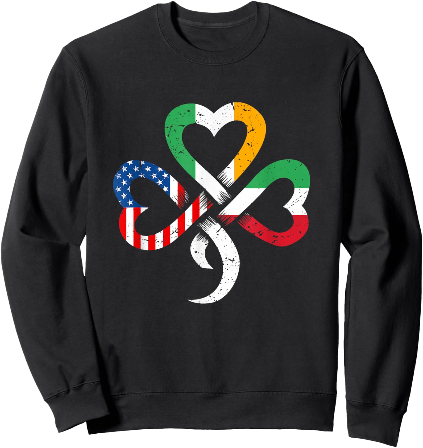 Irish Italian American Flag Ireland Italy Celtic Shamrock Sweatshirt - Sweatshirt | Black