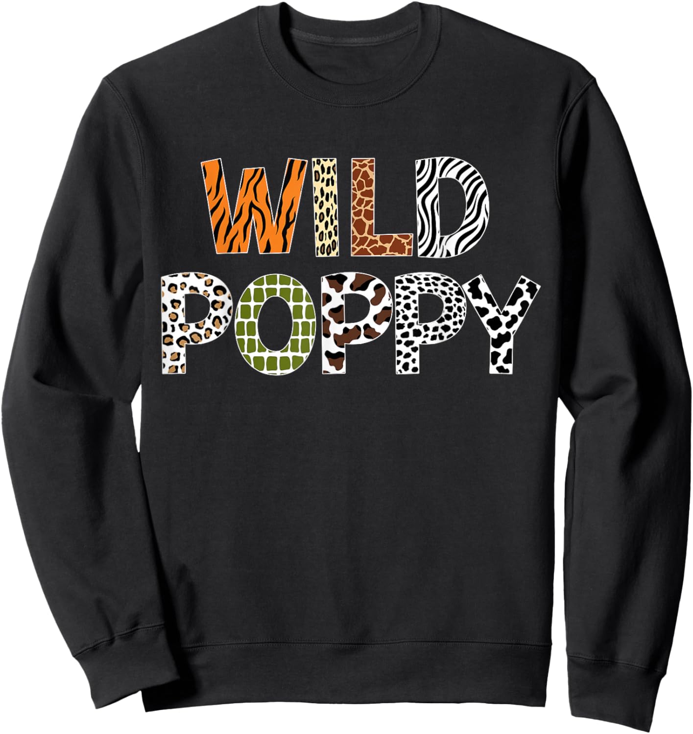 Wild Poppy Jungle Safari Party Animal Print Matching Family Sweatshirt - Sweatshirt | Black