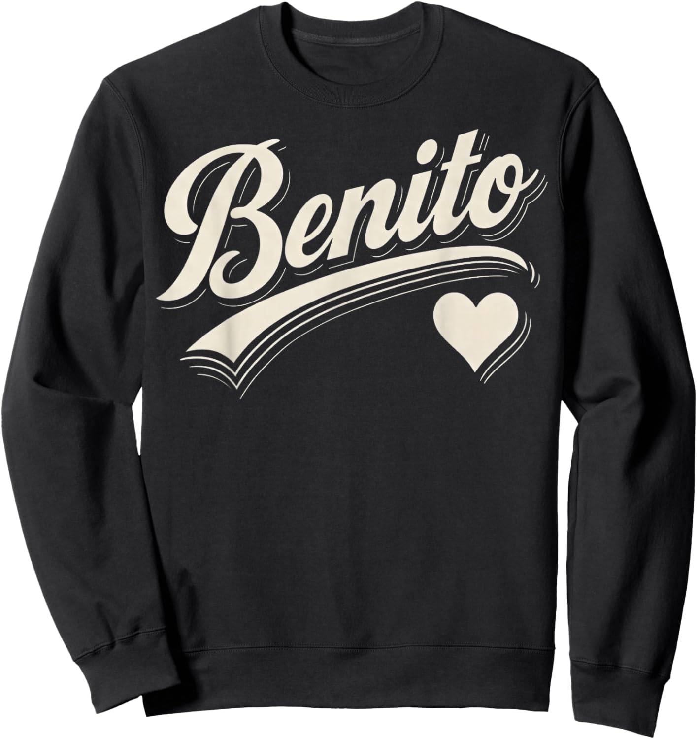 Vintage Benito Heart Script Gift Women Kid Boy Girl Sweatshirt - Sweatshirt | Black