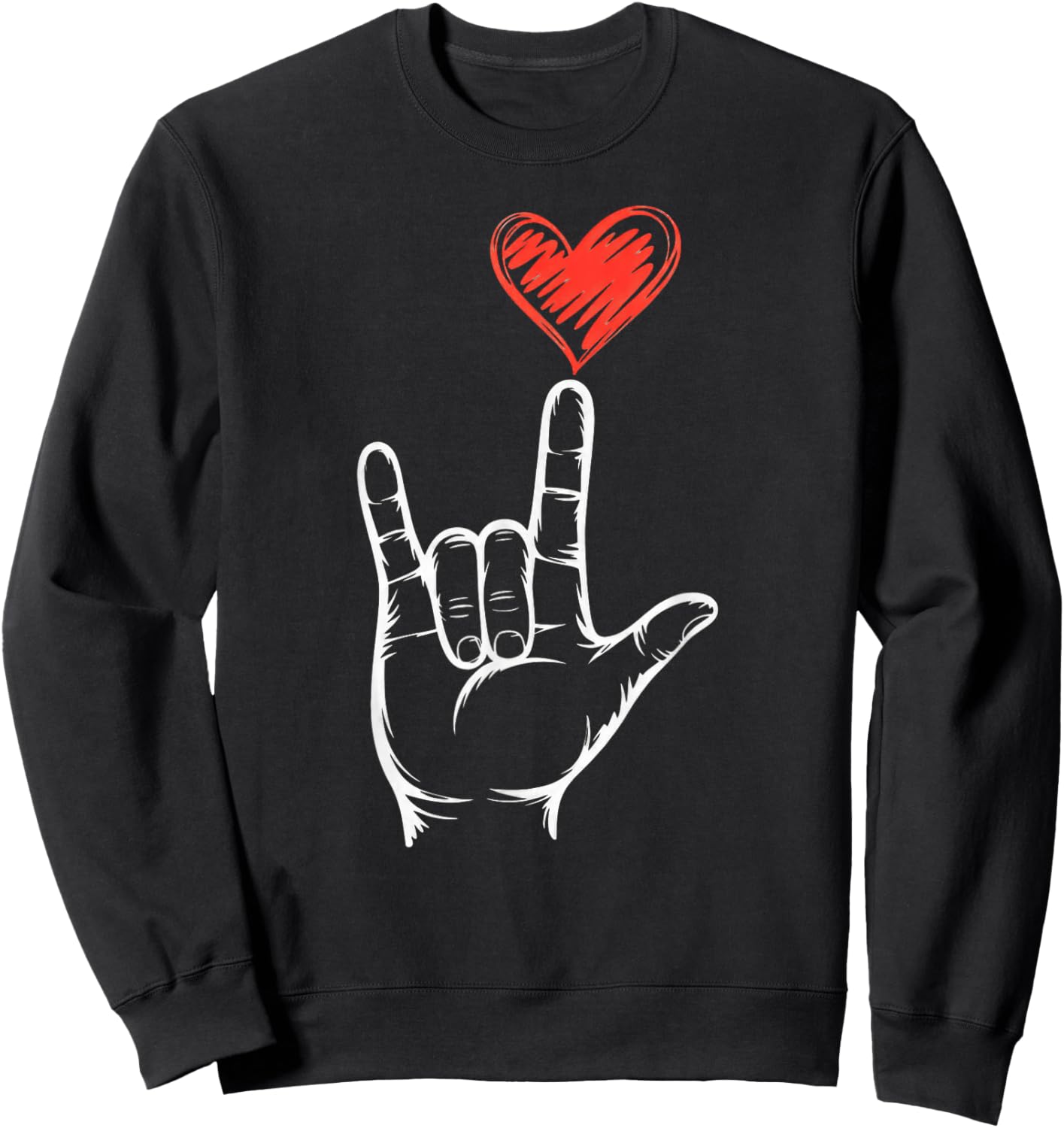 Valentine I Love You Hand Sign Sweatshirt - Sweatshirt | Black