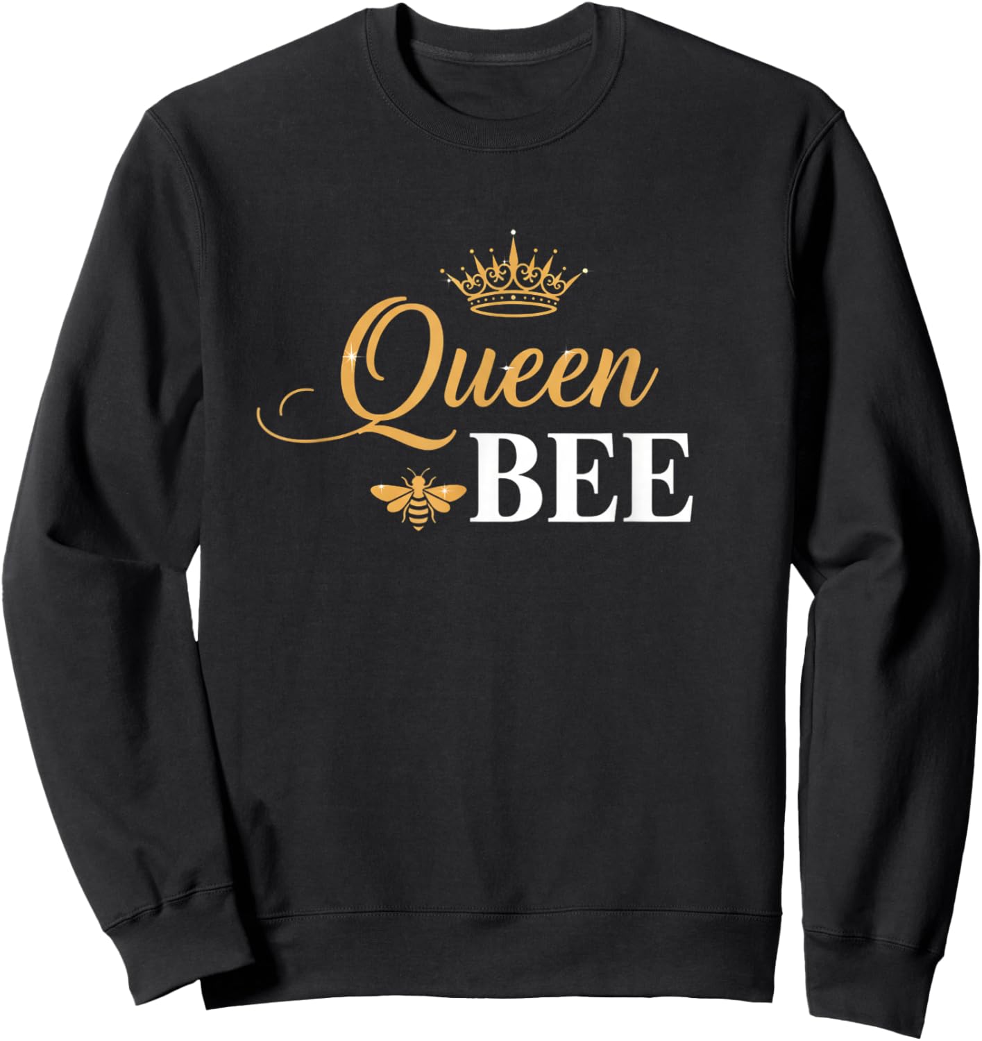 Queen Bee Crown Script Feminine Nature Insect Lover Sweatshirt - Sweatshirt | Black