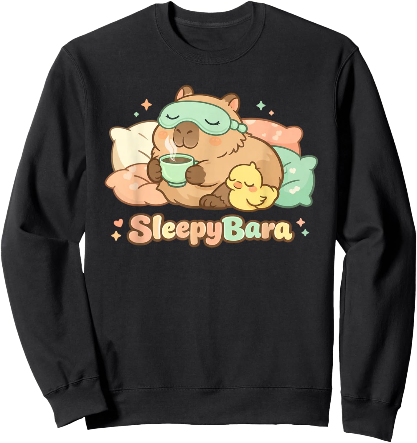 Funny Capybara Sleepybara Pajamas Kawaii Man Woman Kid Sweatshirt - Sweatshirt | Black
