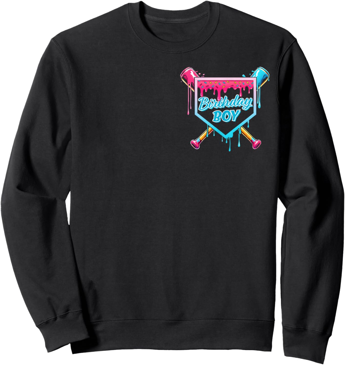 Baseball 12 Year Old Ice Cream Drip 12th Birthday Boys Sweatshirt - Sweatshirt | Black
