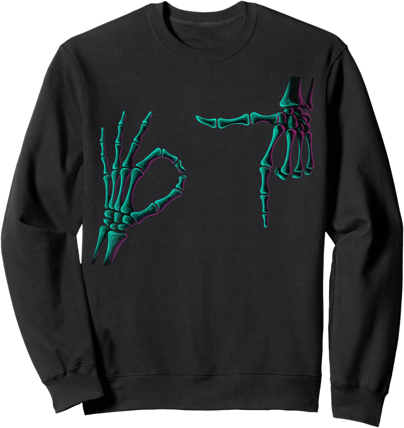 67 Meme Skeleton Hands 6 7 Halloween Six Seven Funny Meme Sweatshirt - Sweatshirt | Black