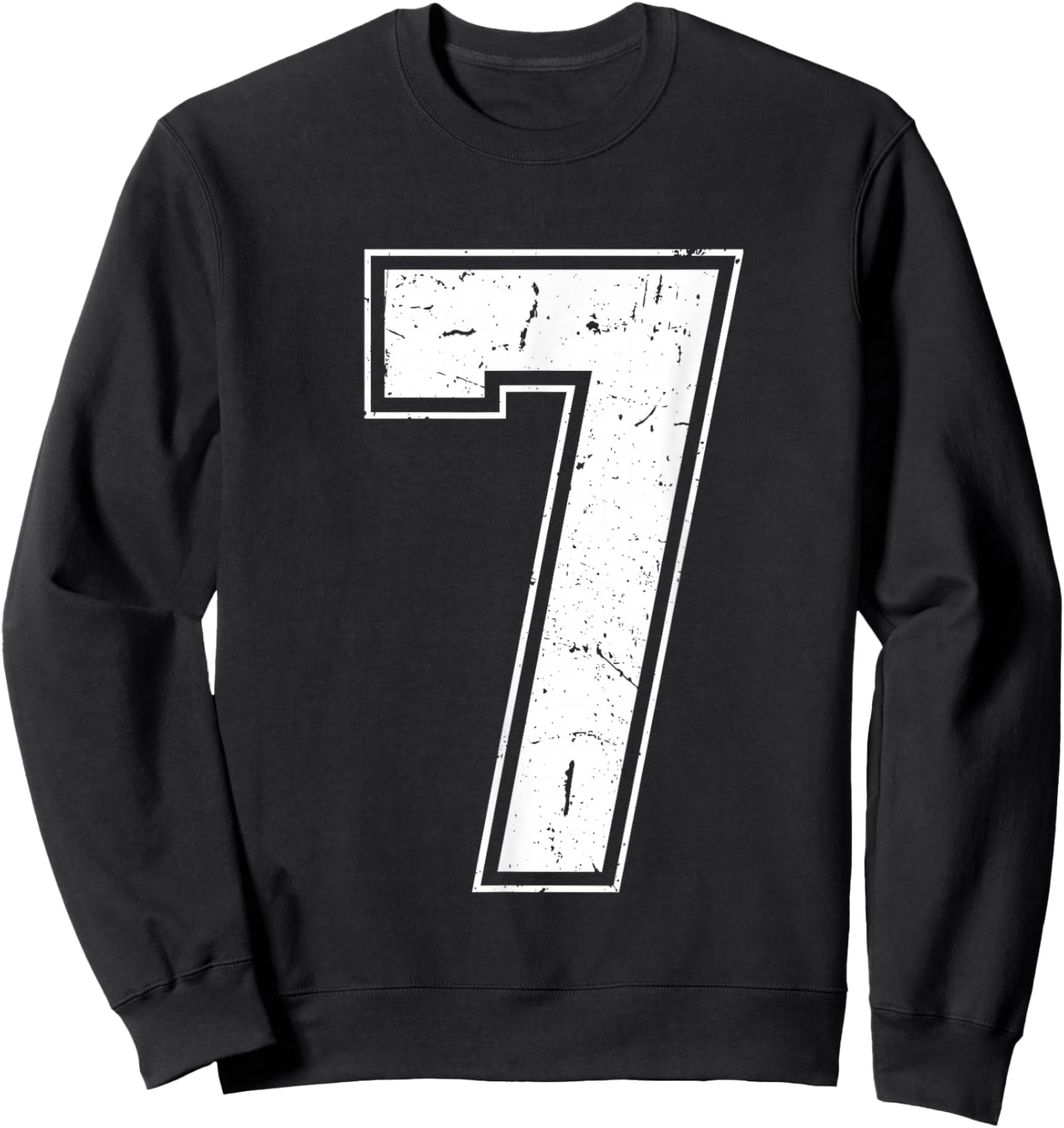 Number 7 Matching Costume 67 Meme Costume Distressed Retro Sweatshirt - Sweatshirt | Black