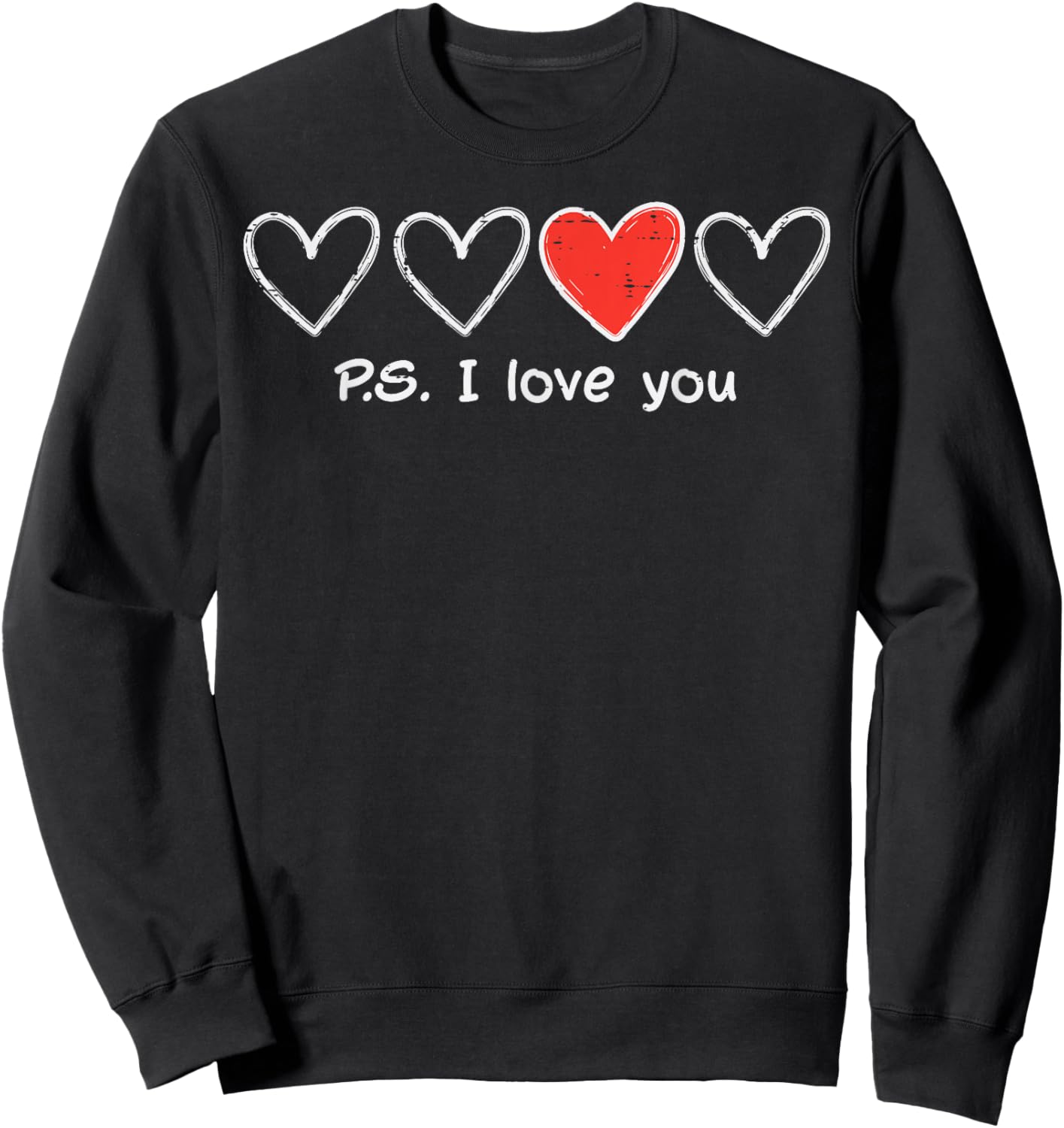 Valentines Day Hearts PS I Love You Cute Women Girls Kid Men Sweatshirt - Sweatshirt | Black