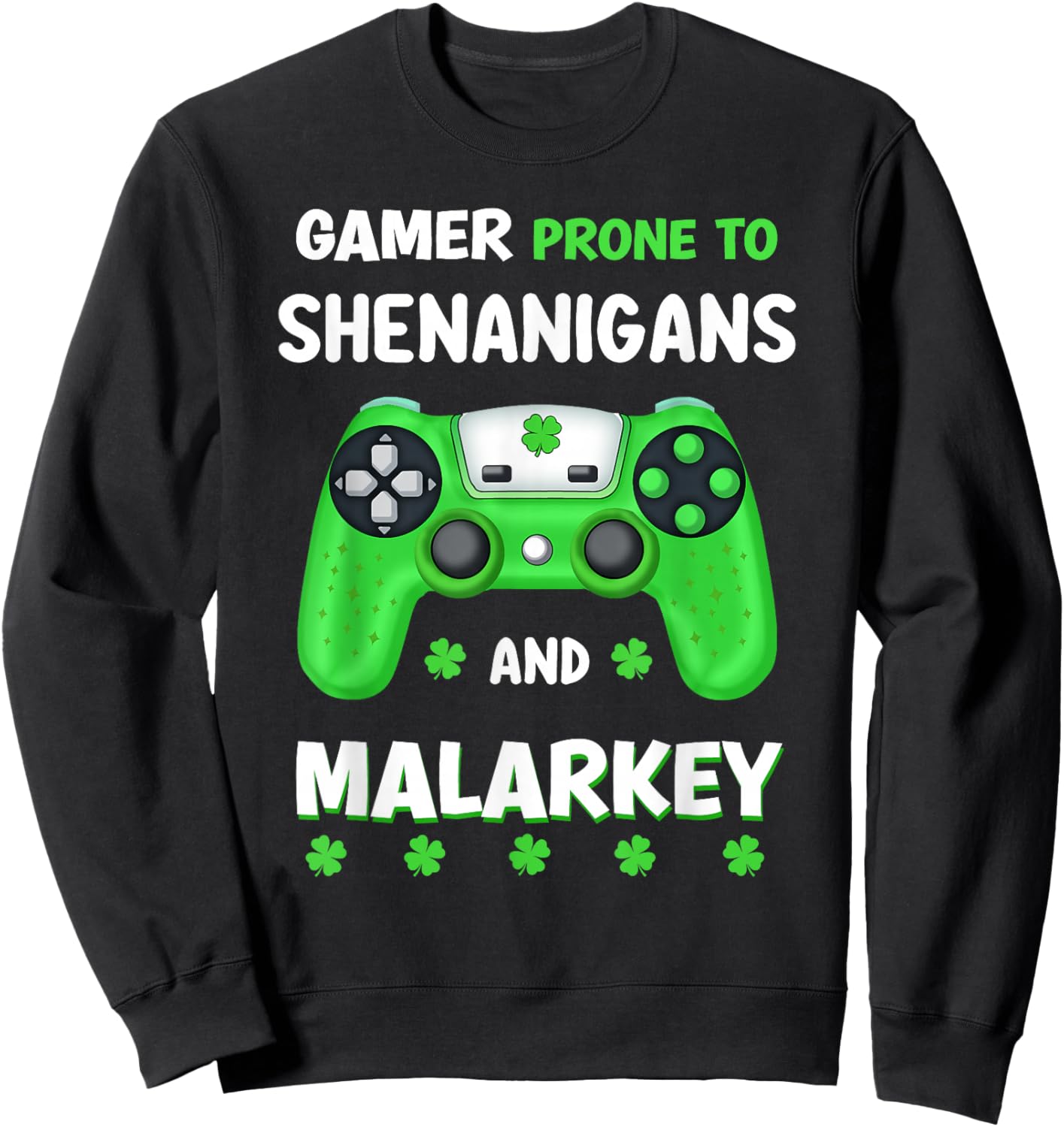 St Patricks Day Shamrock Gaming Shenanigans Irish Boys Men Sweatshirt - Sweatshirt | Black