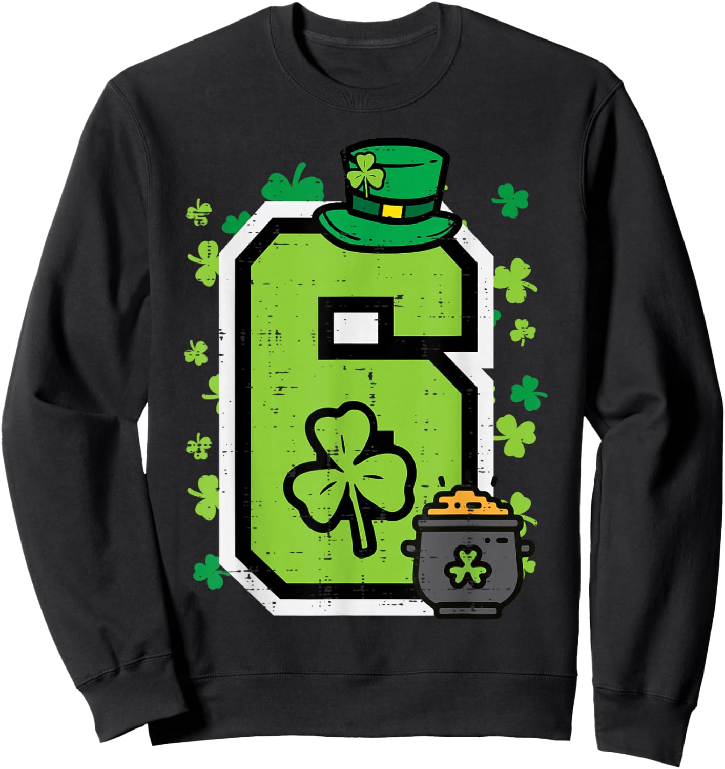 Number 6 St Patricks Day 6 7 Meme Matching Kids Boys Youth Sweatshirt - Sweatshirt | Black